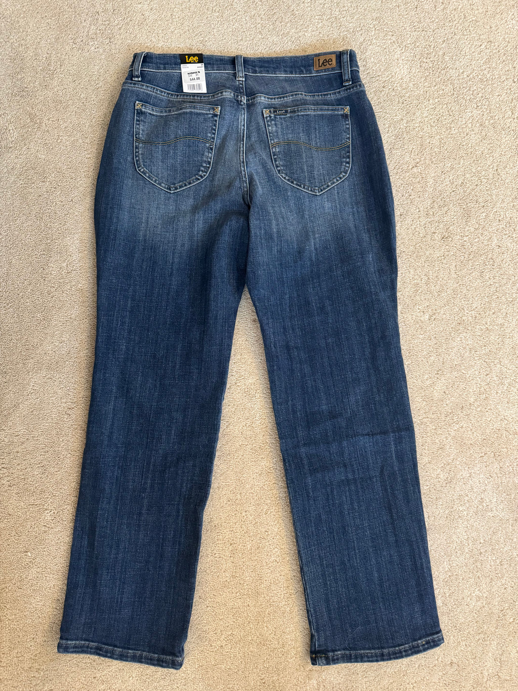 Lee Relaxed Fit Straight Leg Mid Rise Jeans Womens 10 Short Blue Denim Stretch Classic