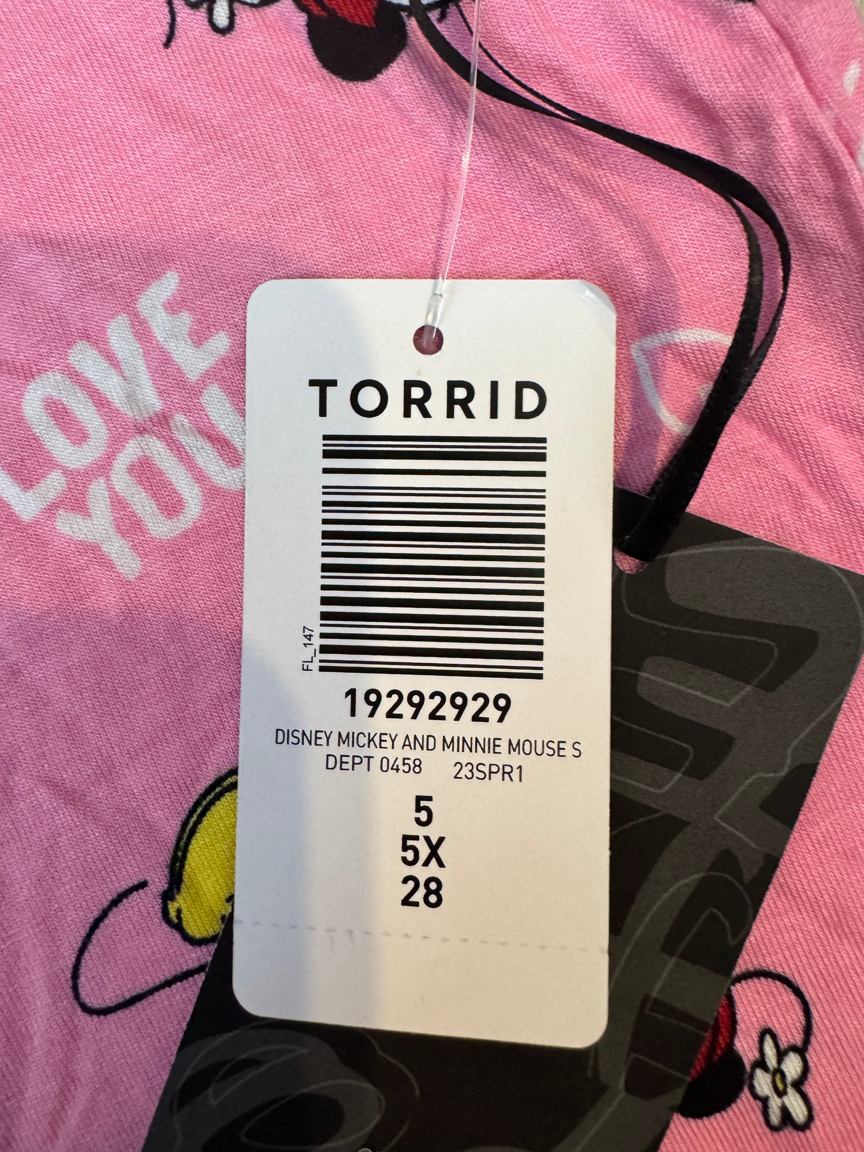 Torrid Disney Mickey Minnie Mouse Sleep Shirt 5X Pink Pajama Top Only NWT