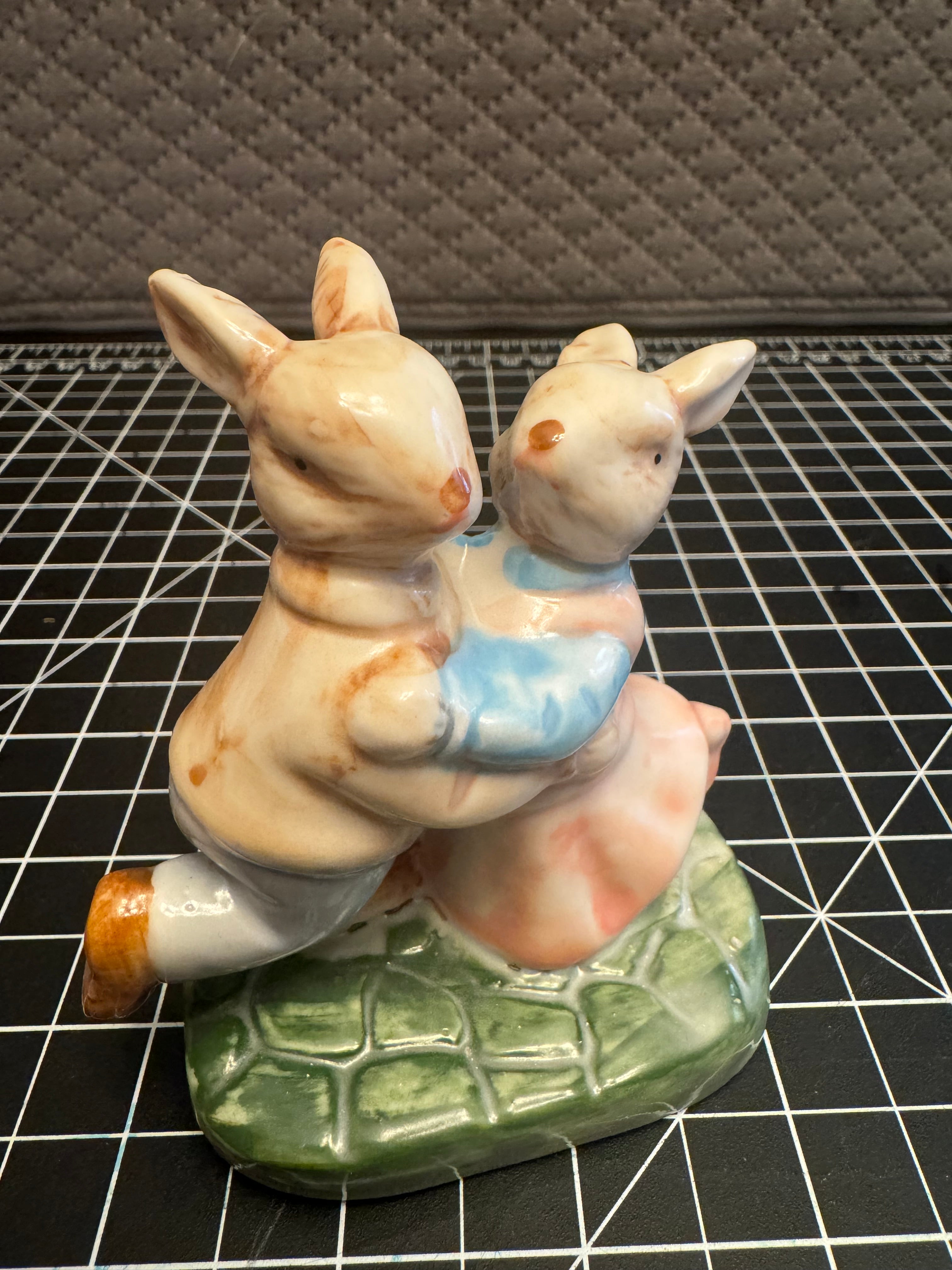 Vintage Style Bunny Figurines Set of 3 Ceramic Rabbits Spring Easter Decor