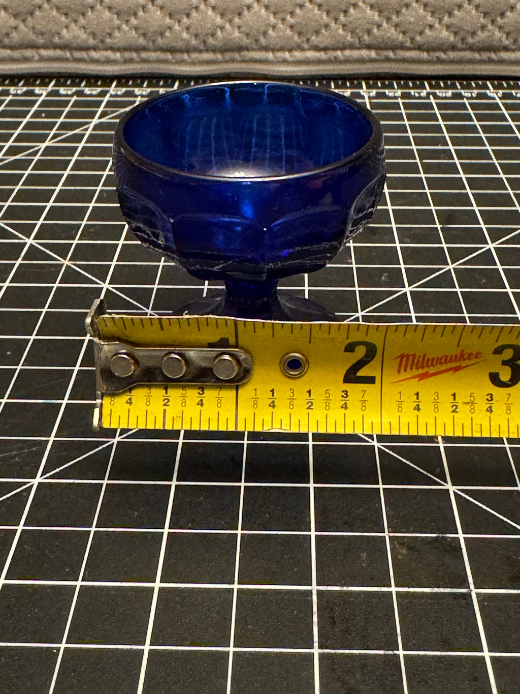 Vintage Cobalt Blue Glass Pedestal Bowl Vase 1969 Anchor Hocking Style