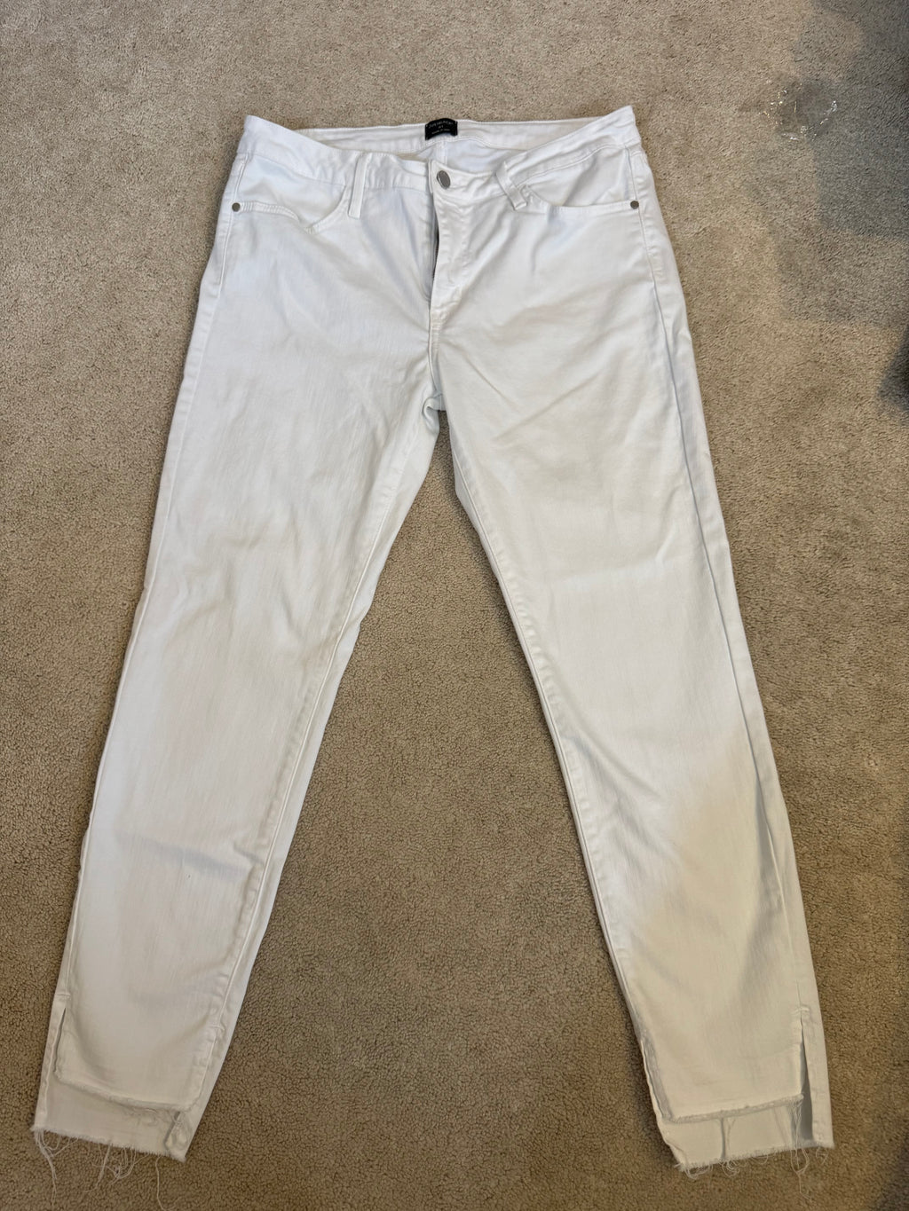 Just Black White Raw Step Hem Jeans Womens 31 Mid Rise Straight Ankle Denim USA