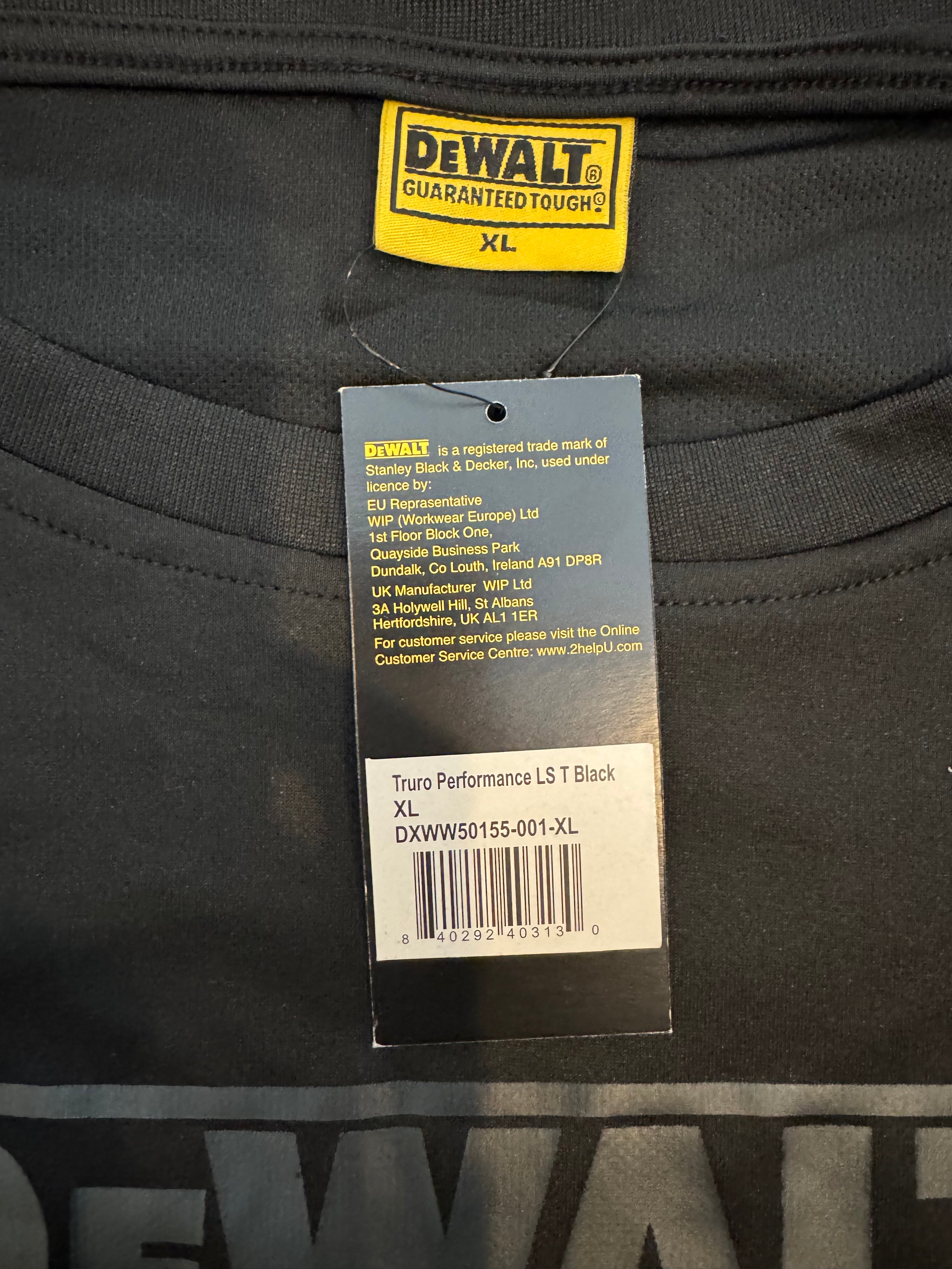 DEWALT XL Truro Performance Work Shirt Black Guaranteed Tough NWT