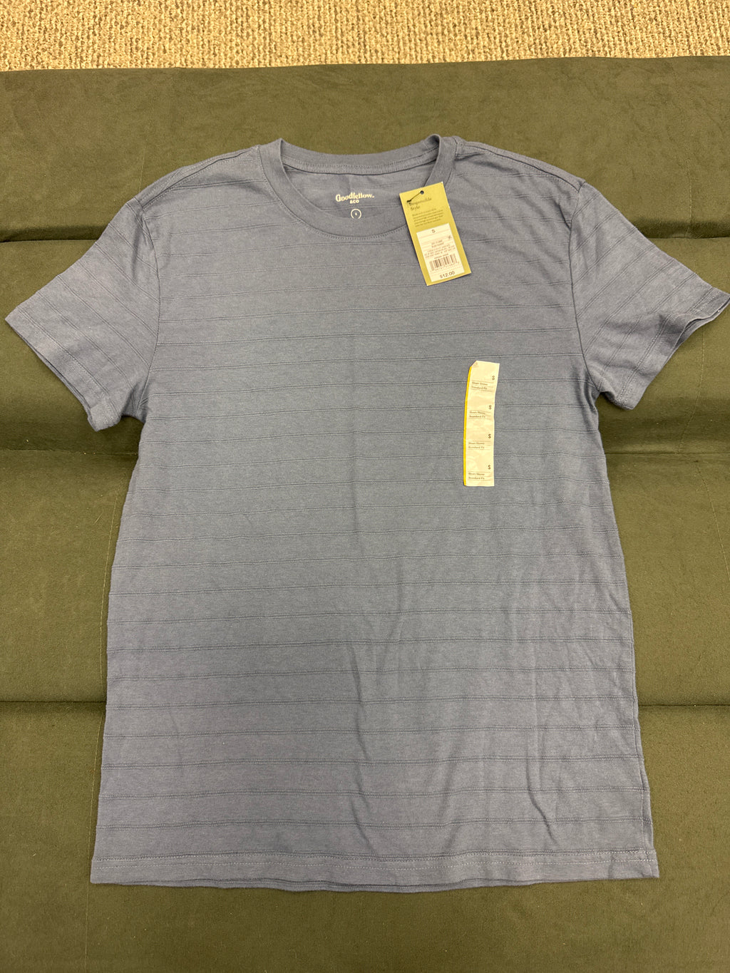 Goodfellow & Co Gray Striped T-Shirt Mens Size Small NWT Short Sleeve Crew Neck Casual