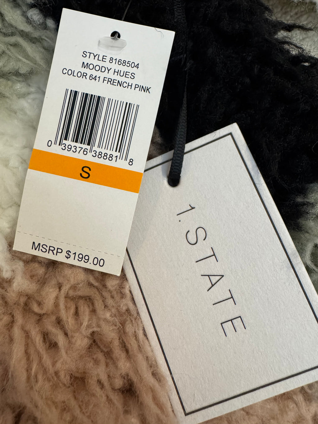 1.STATE Faux Fur Jacket Small Moody Hues French Pink Multi Color NWT $199