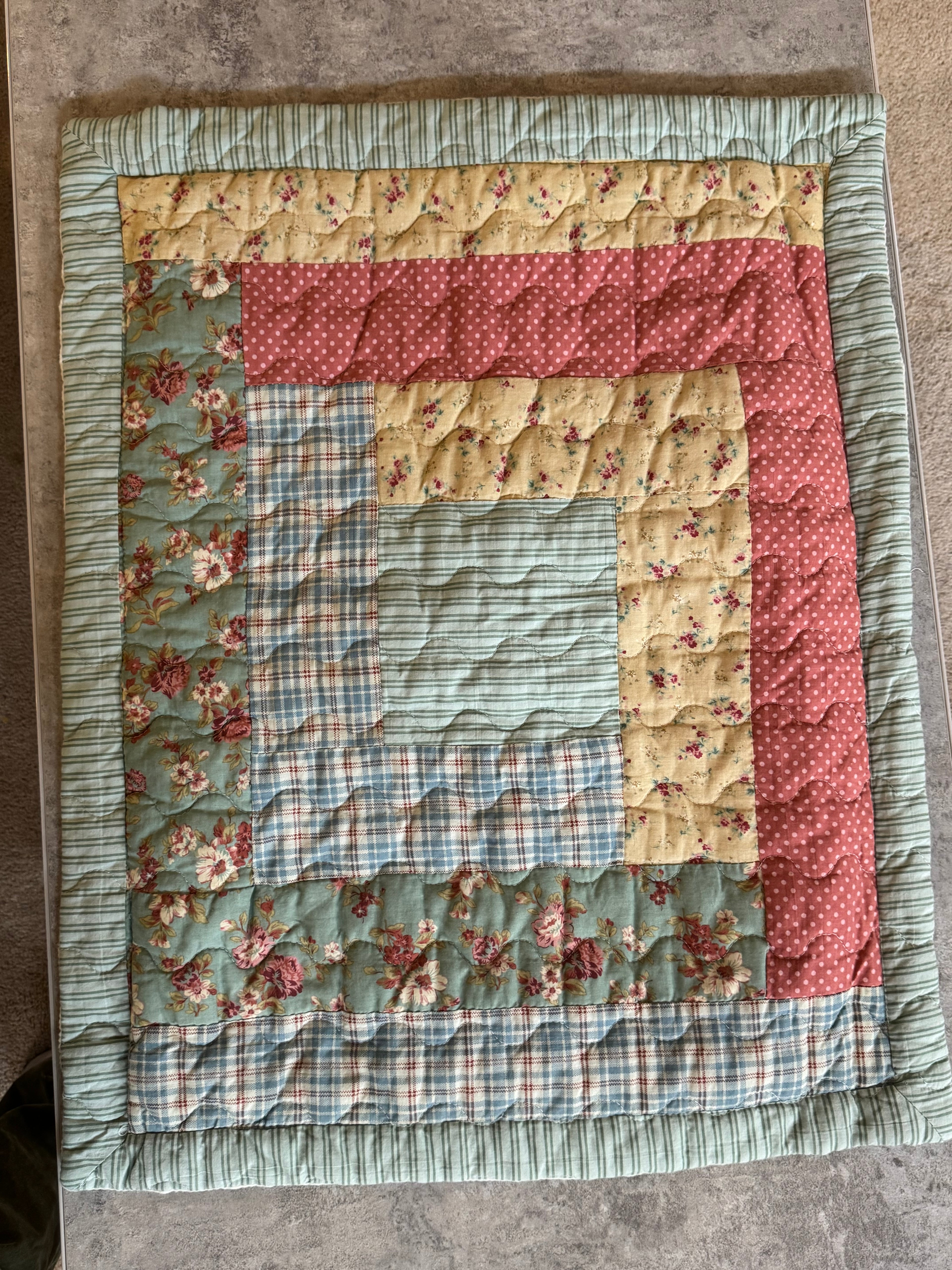 Cottagecore Patchwork Quilt Twin Handmade Style Floral Plaid w/ Sham