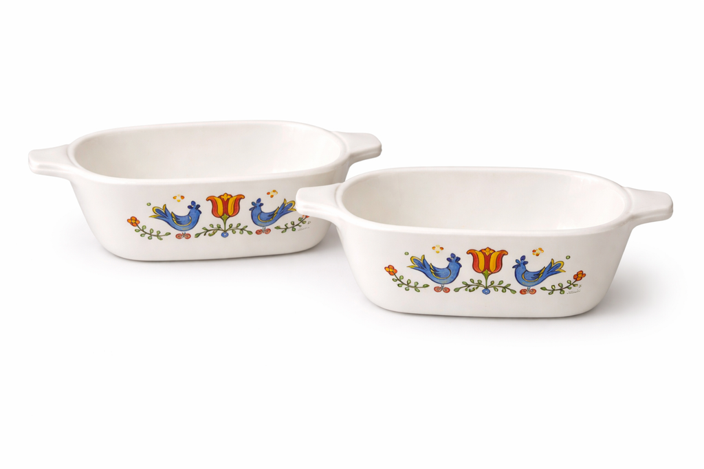 Vintage Corning Ware Bluebird Country Festival Petite Pans Set 2 A-21-B 1.75 Cup NO LIDS