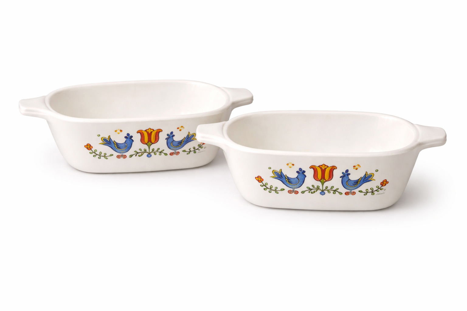 Vintage Corning Ware Bluebird Country Festival Petite Pans Set 2 A-21-B 1.75 Cup NO LIDS
