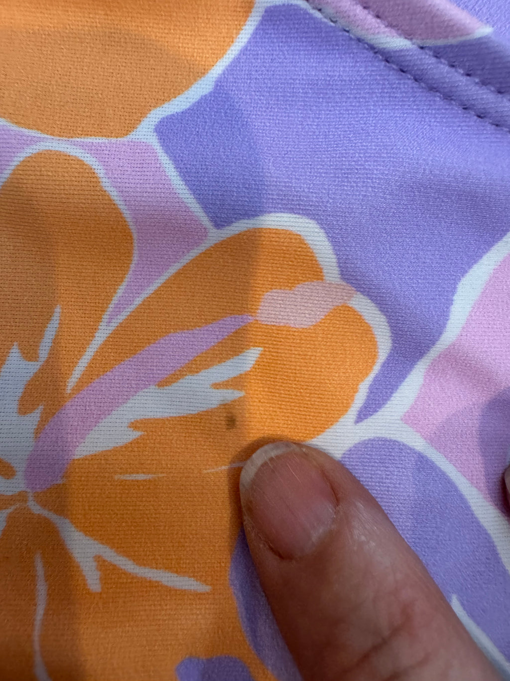 Ninety-Nine L/G One Piece Swimsuit Purple Orange Floral Ruched Front Adjustable Straps