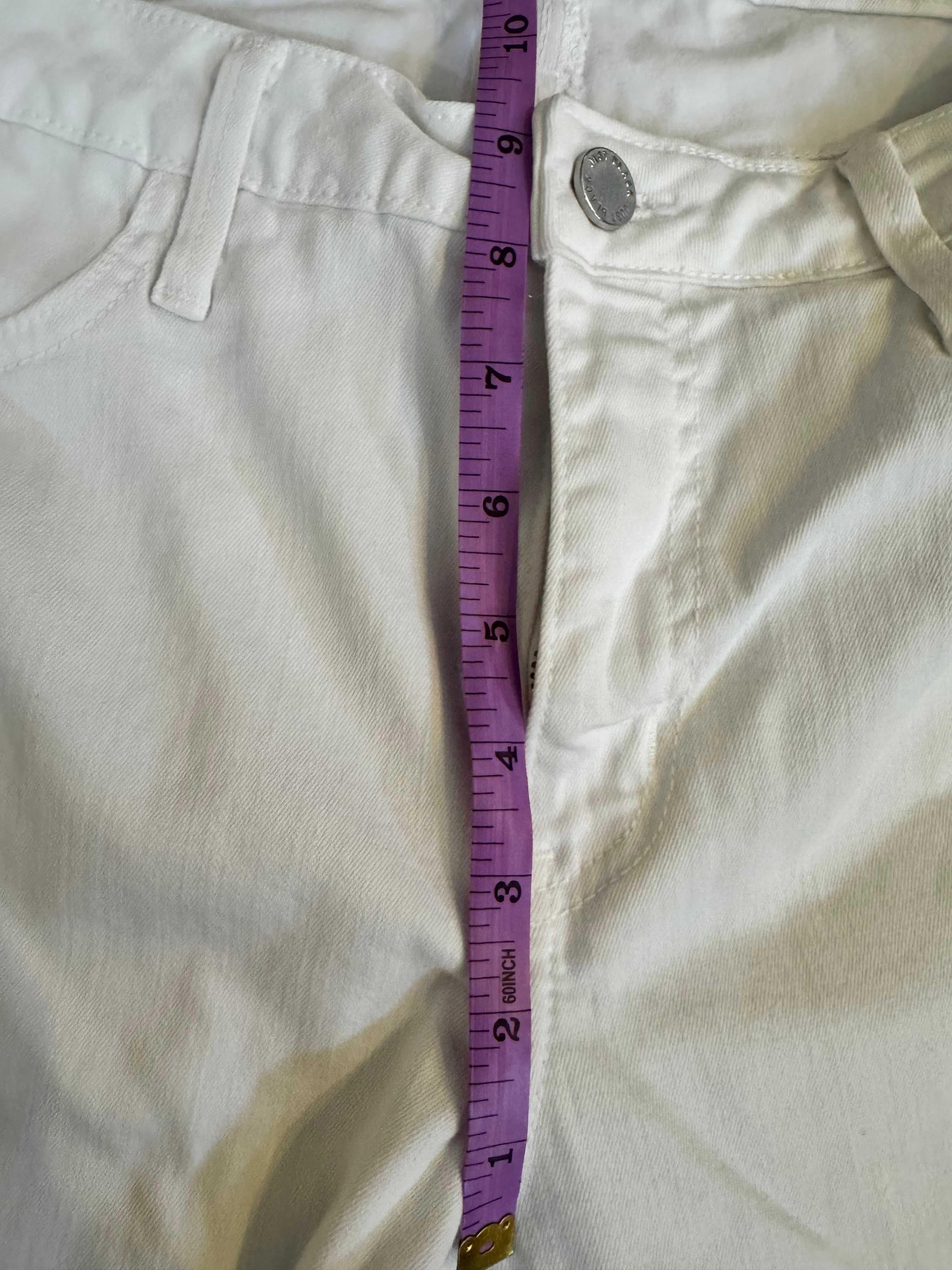 Just Black White Raw Step Hem Jeans Womens 31 Mid Rise Straight Ankle Denim USA