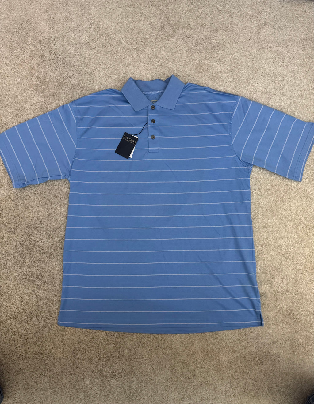 Pebble Beach Lone Cypress Mens Large Blue Performance Golf Polo NWT