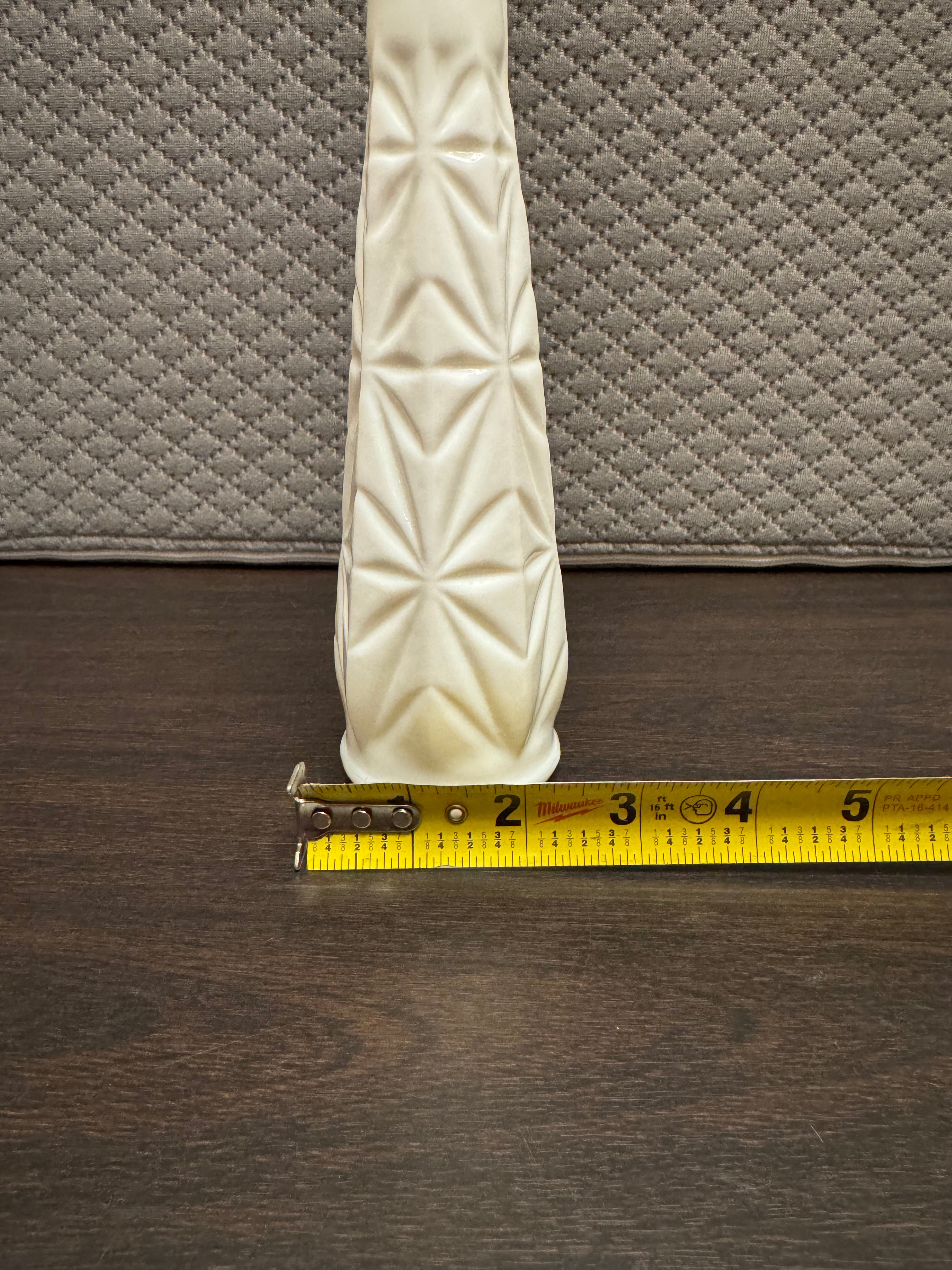 Vintage Milk Glass Vase Starburst Pattern Slim White Bud Vase Cottage Decor