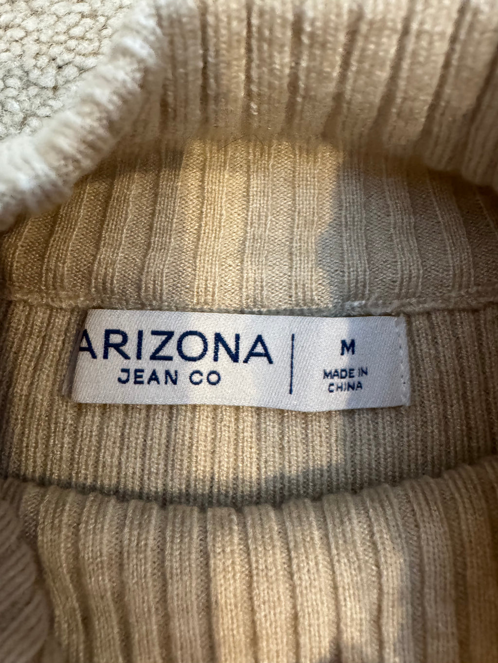 Arizona Jean Co Oatmeal Stripe Cropped Mock Neck Sweater Women’s Medium NWT