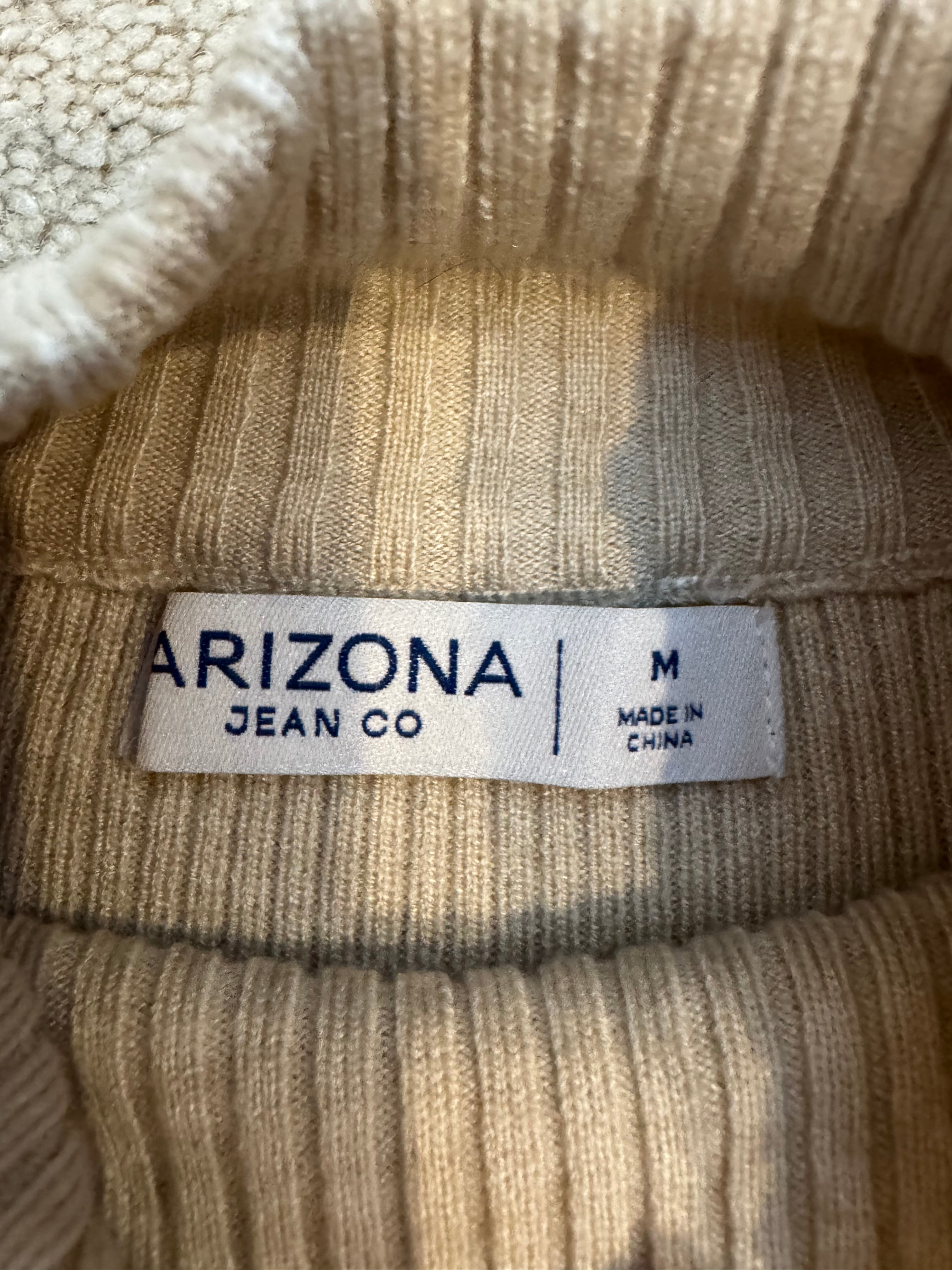 Arizona Jean Co Oatmeal Stripe Cropped Mock Neck Sweater Women’s Medium NWT