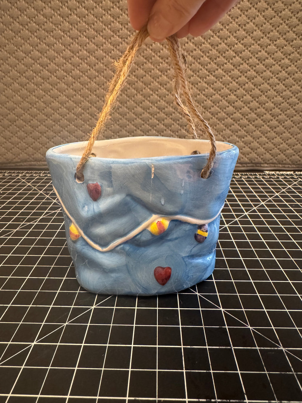 K’s Collection Bunny Wall Pocket Planter Easter Hanging Rabbit Decor Blue Ceramic