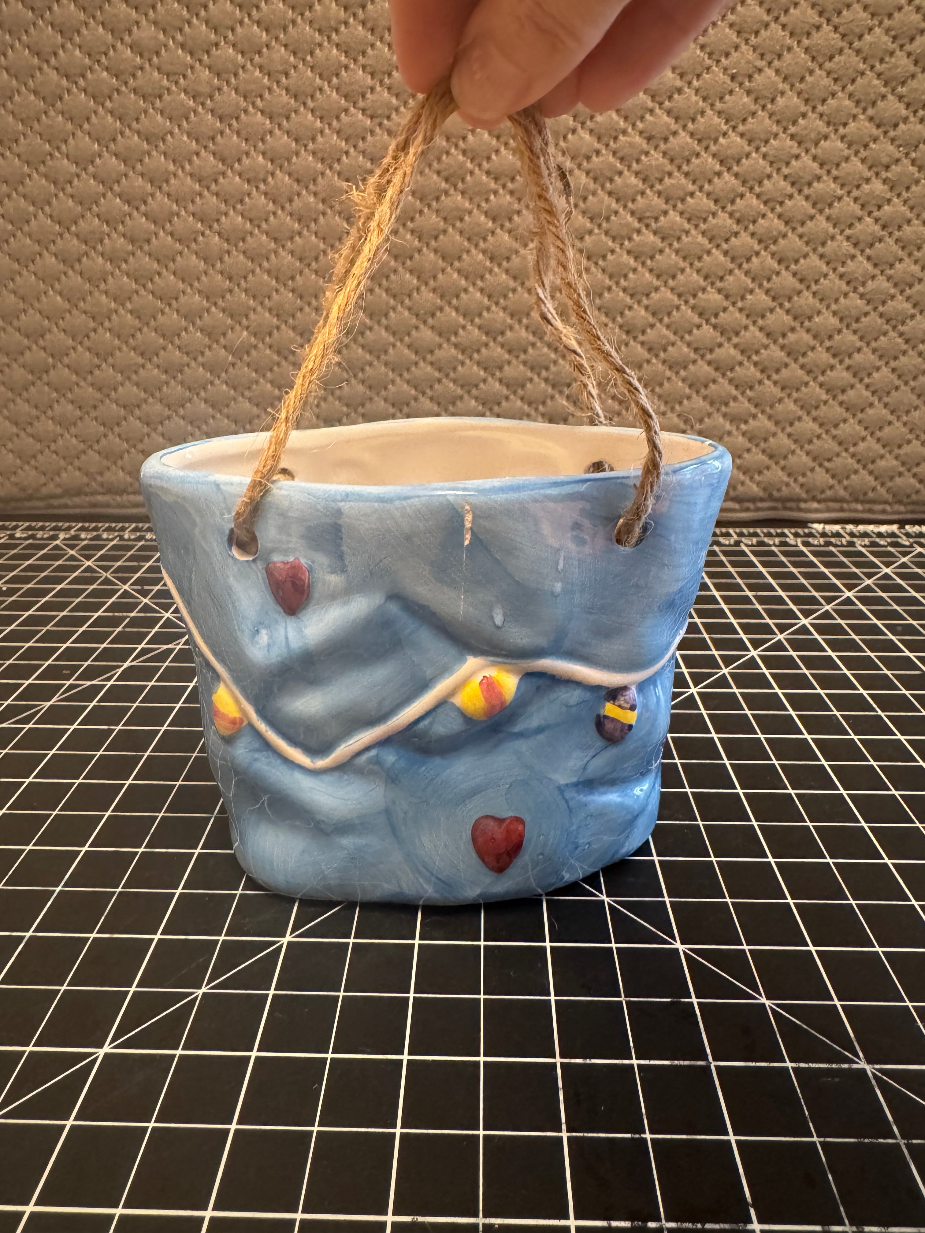 K’s Collection Bunny Wall Pocket Planter Easter Hanging Rabbit Decor Blue Ceramic