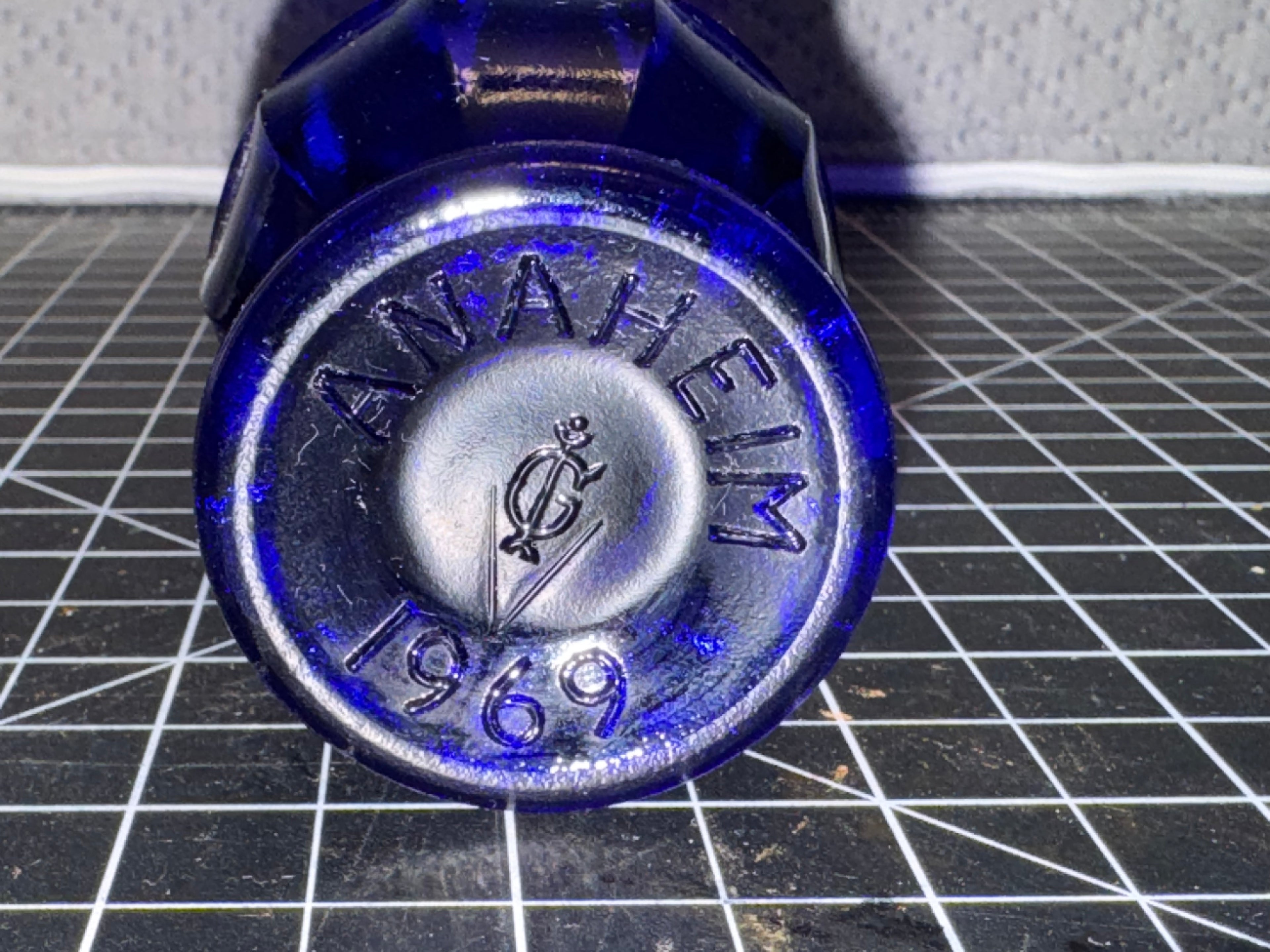 Vintage Cobalt Blue Glass Pedestal Bowl Vase 1969 Anchor Hocking Style
