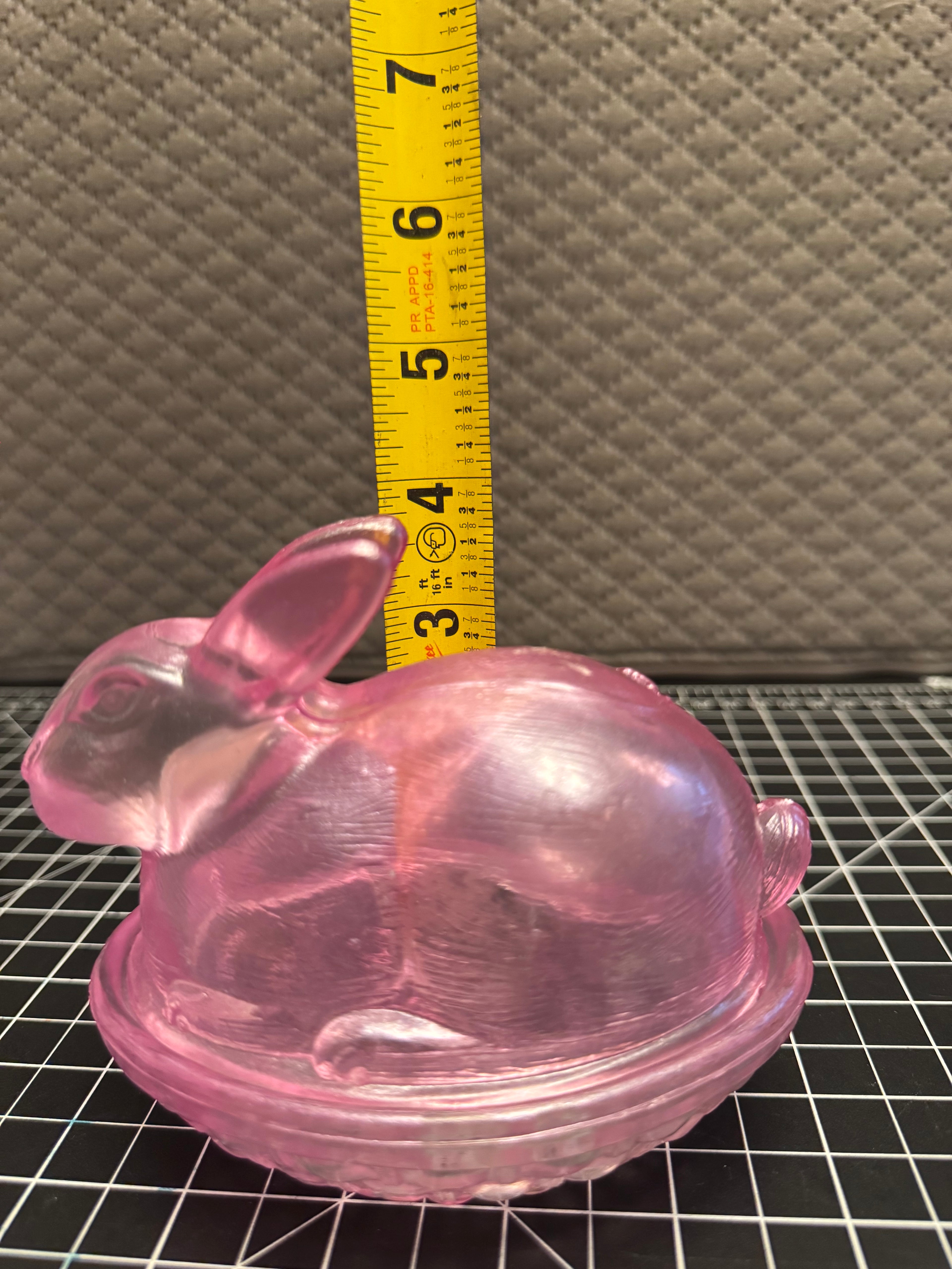 Pink Glass Bunny on NestCovered Dish Easter Rabbit Candy Dish Vintage Style