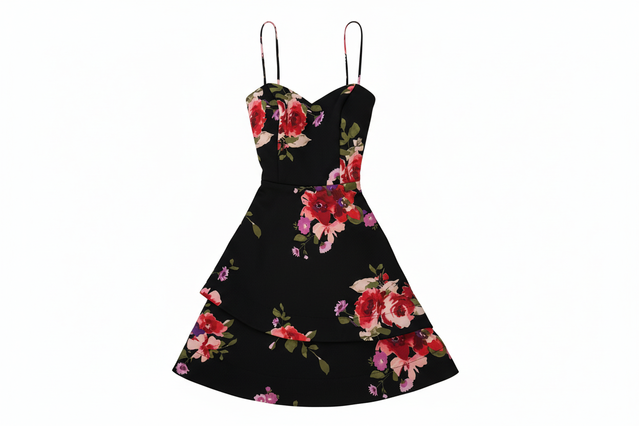 🖤🌹 Sequin Hearts Floral Fit & Flare Party Dress – Size 5 – NWT 🌹🖤