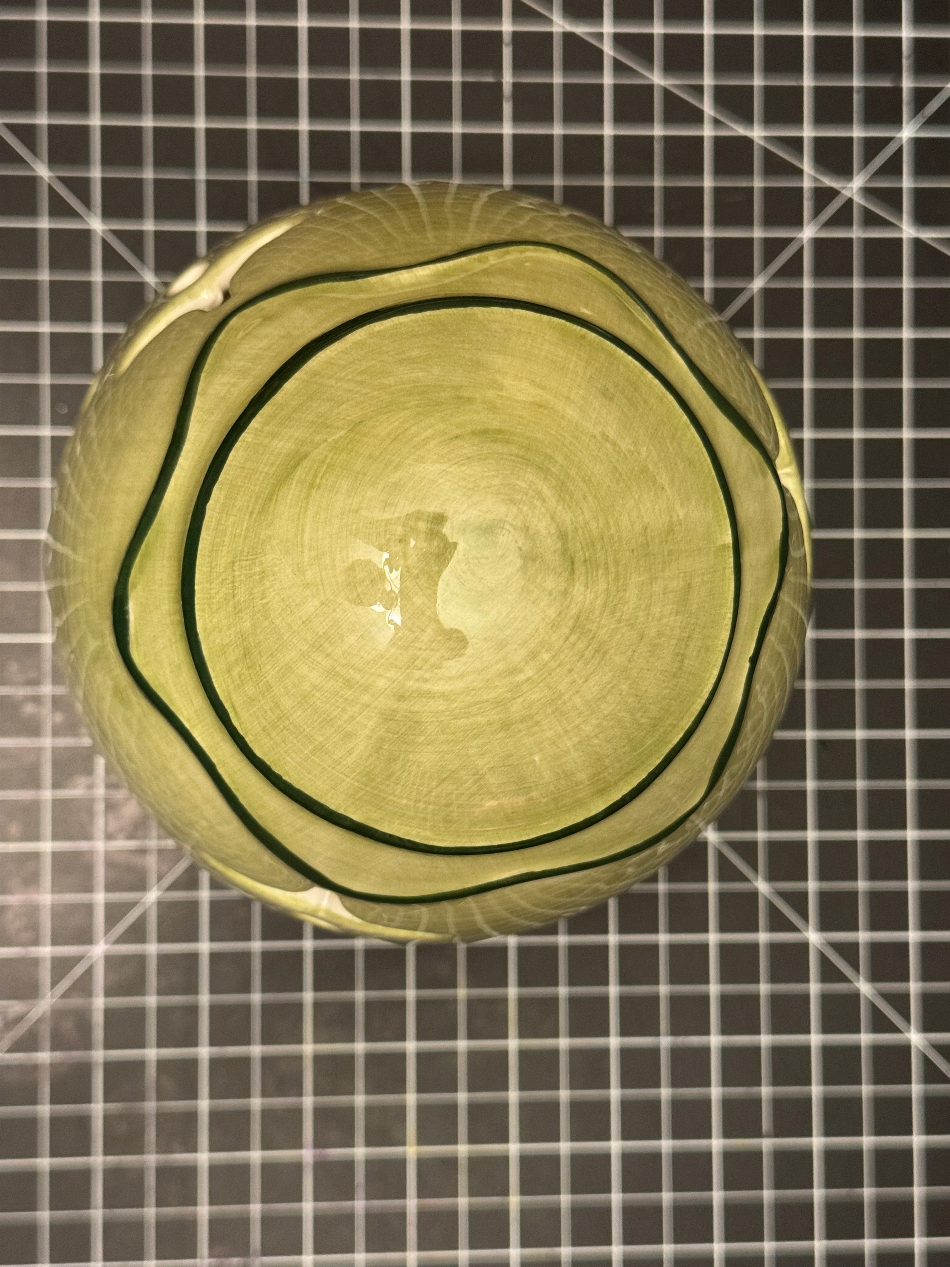 Vintage Green Ceramic Egg Tealight Candle Holder Cutout Tulip Design Decor