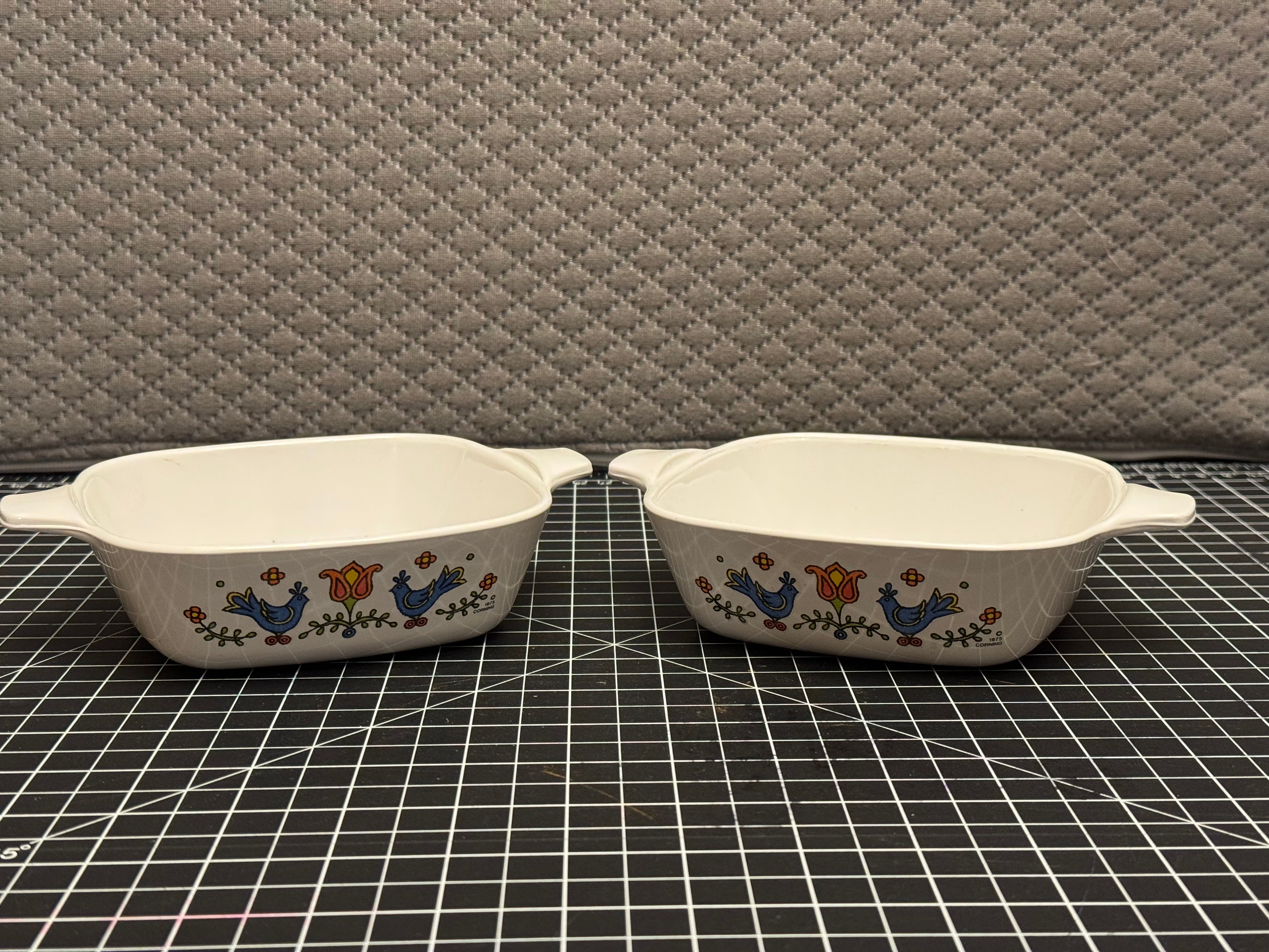 Vintage Corning Ware Bluebird Country Festival Petite Pans Set 2 A-21-B 1.75 Cup NO LIDS