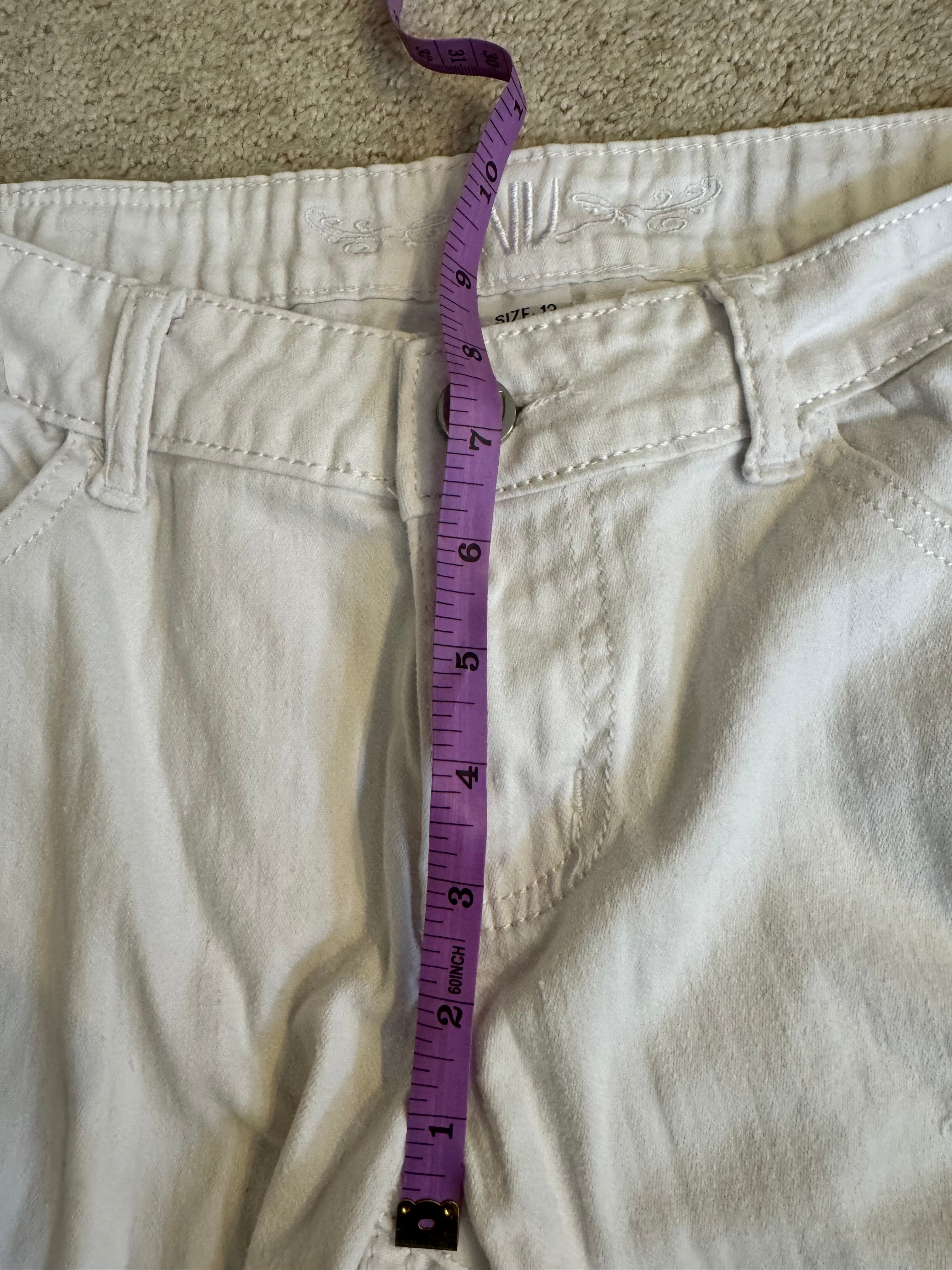 NV Jeans White Distressed Cropped Denim Womens 13 Mid Rise Stretch Raw Hem
