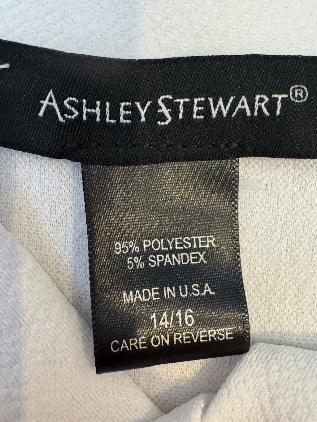 Ashley Stewart White Peplum Blouse Tie Neck Puff Sleeve 14/16 NWT