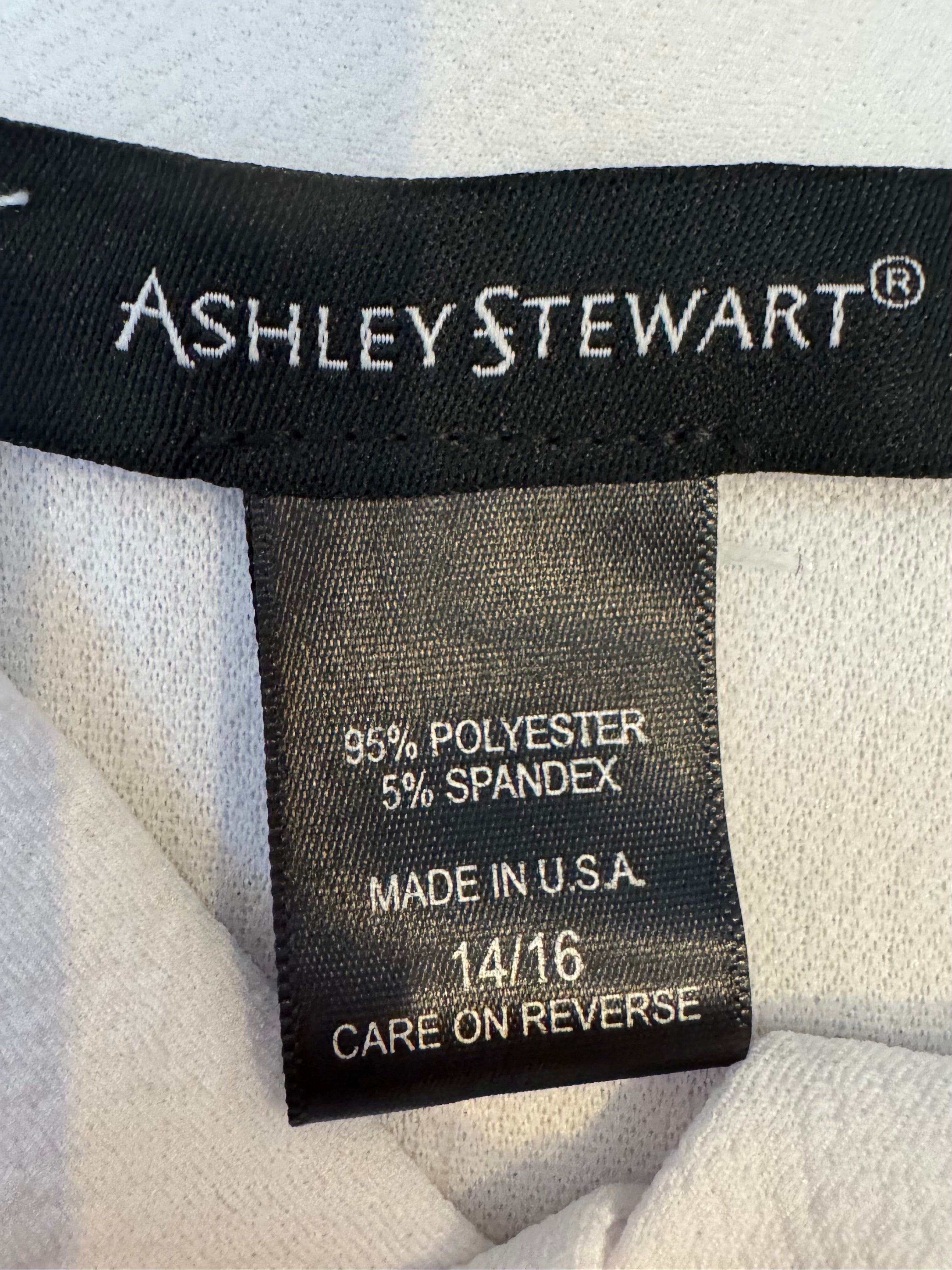 Ashley Stewart White Peplum Blouse Tie Neck Puff Sleeve 14/16 NWT