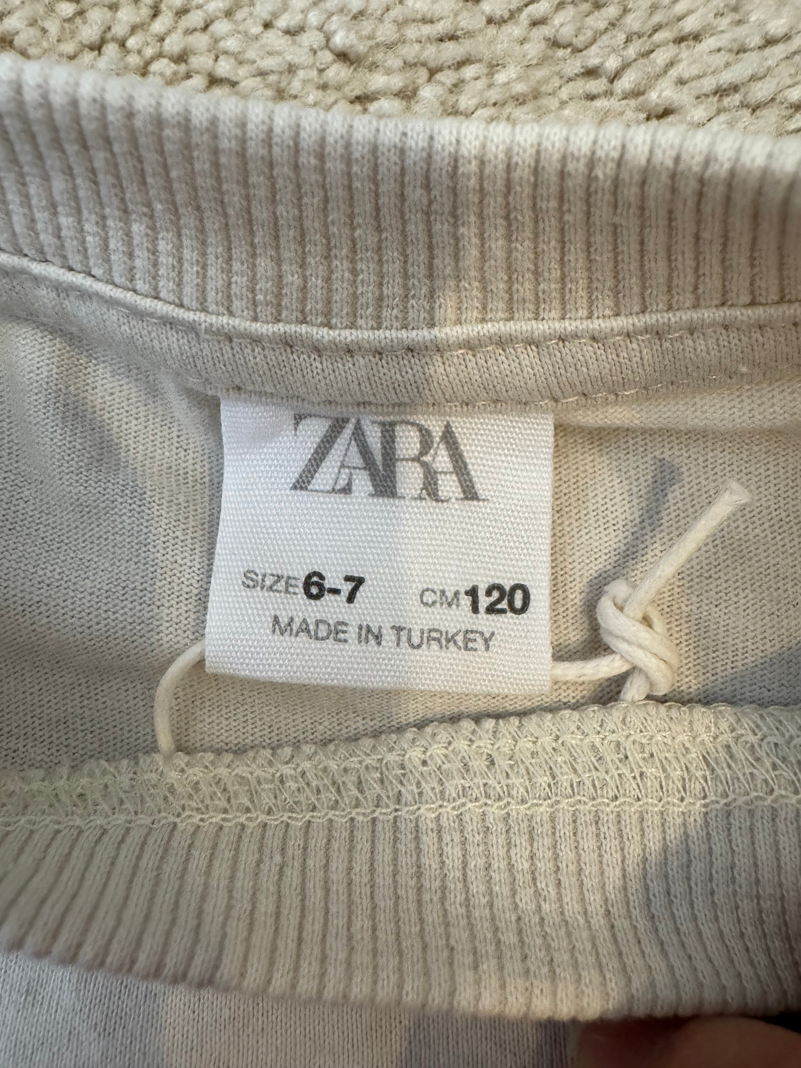 Zara Girls Long Sleeve Heart Graphic Top Size 6-7 120cm Cream NWT
