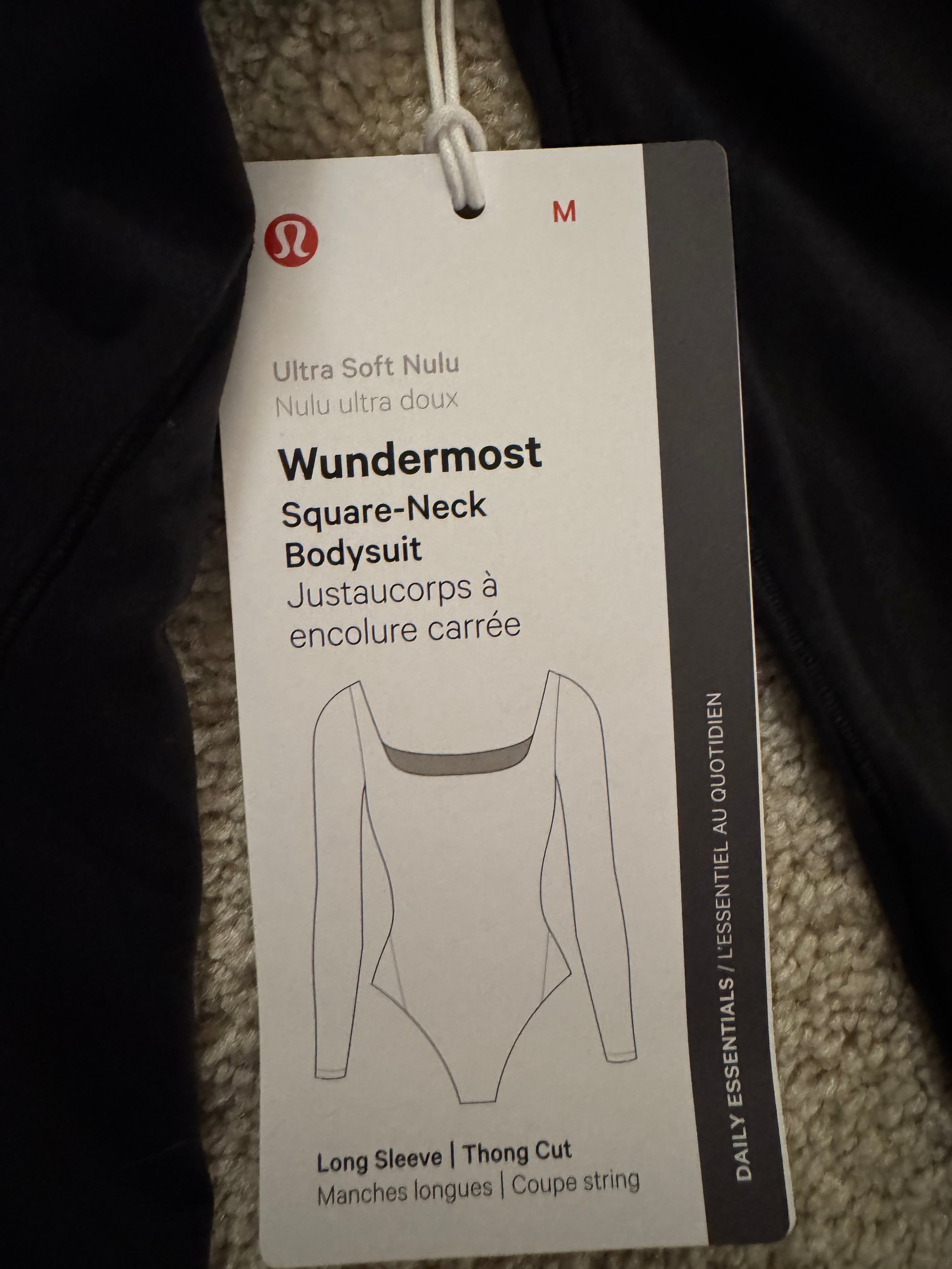 Lululemon Wundermost Nulu Square Neck Bodysuit Black M NWT
