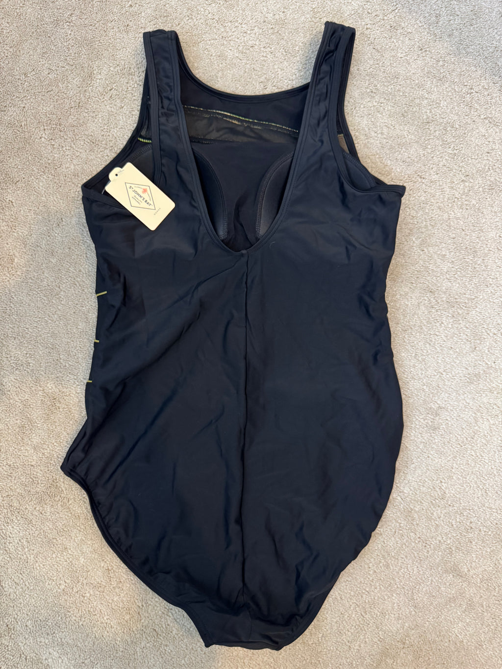 St Johns Bay 16W One Piece Swimsuit Black Tummy Control Plus Size NWT