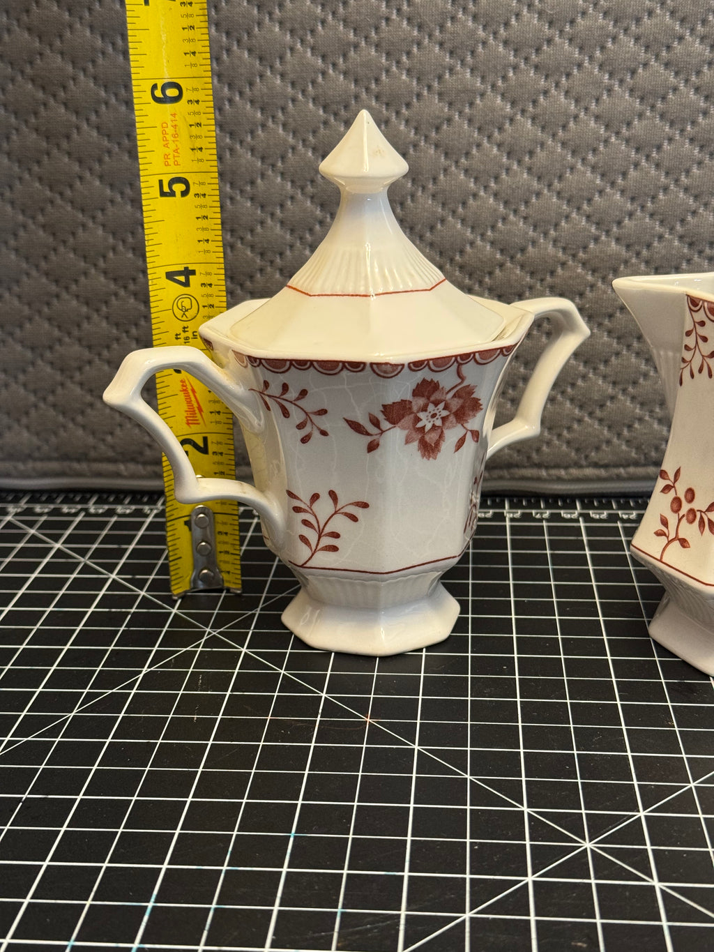 Vintage Nikko Japan Creamer Sugar Set Red Floral Classic Collection