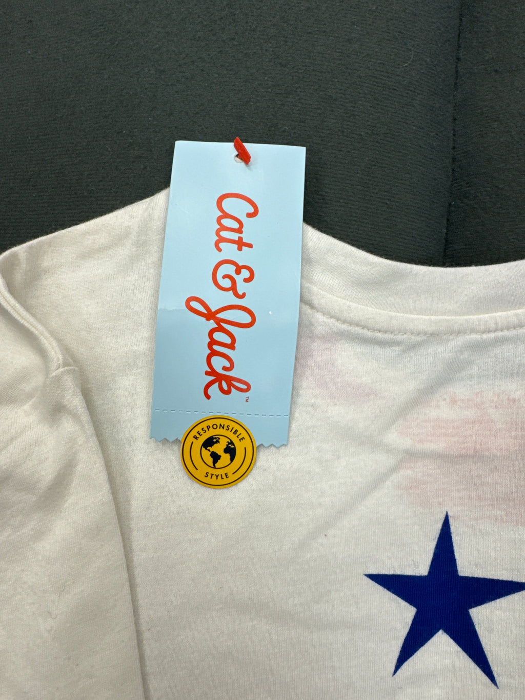 Cat & Jack Girls Star Print Long Sleeve Shirt Cream Multicolor Stars Kids NWT Multiple Sizes