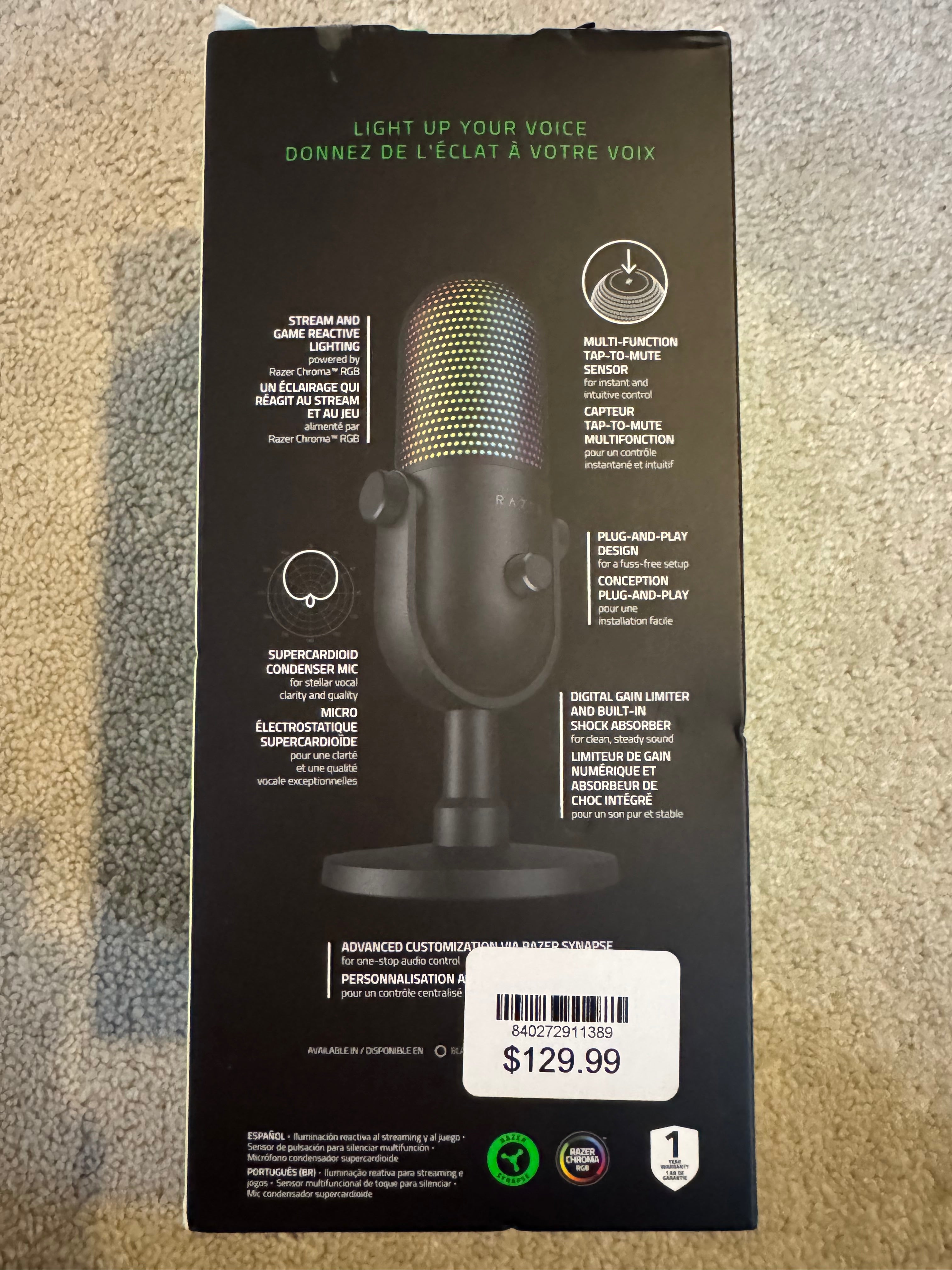 🎙️ Razer Seiren V3 Chroma RGB USB Microphone – New in Box 🎙️