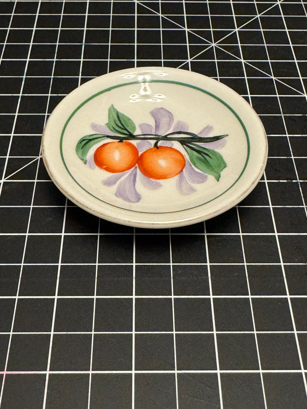 Vintage Hand Painted Fruit Butter Pat Dish Japan Small Trinket Plate