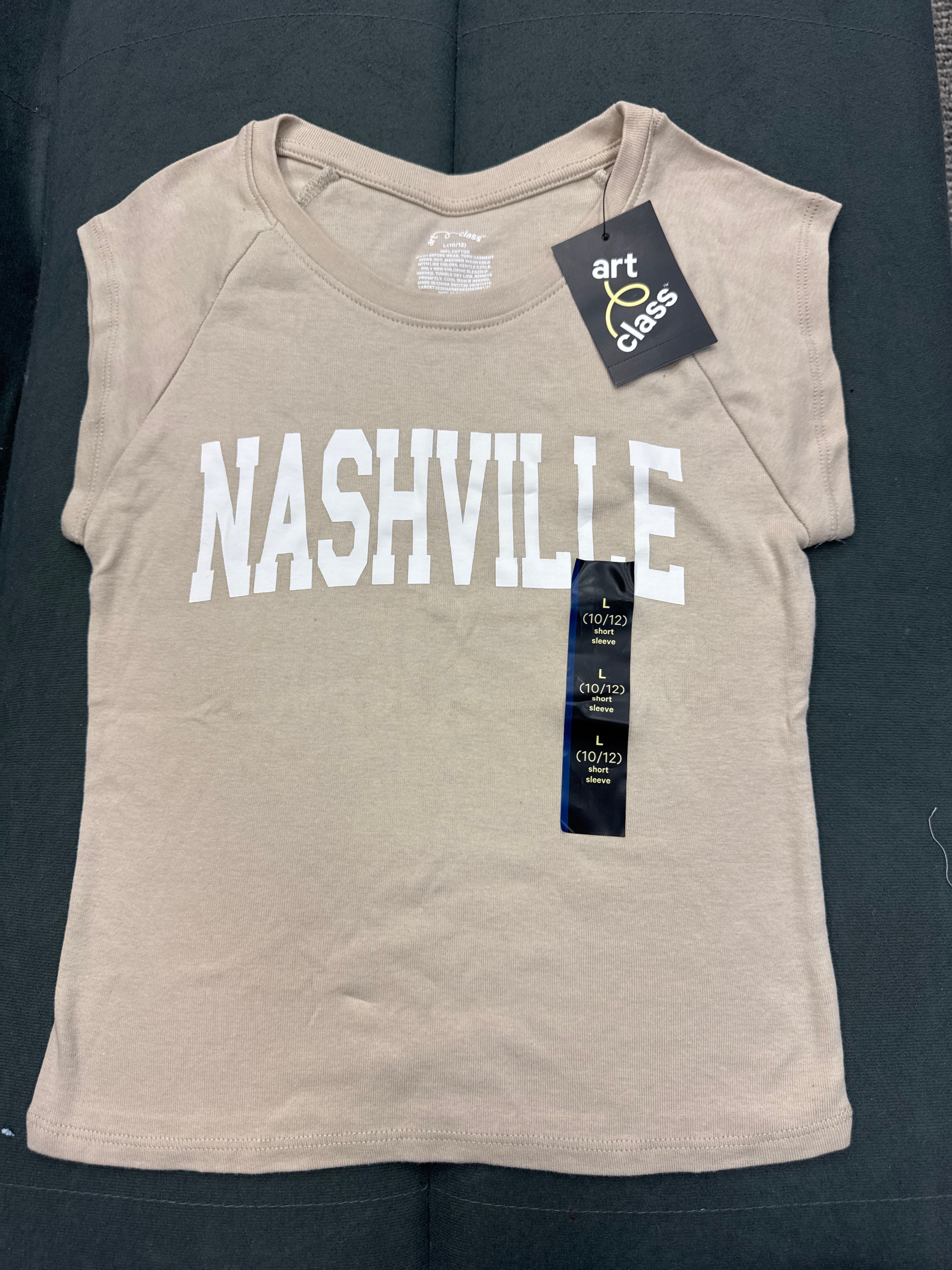 Art Class Girls Capped Sleeve Tee Shirt L (10/12) Tan B014
