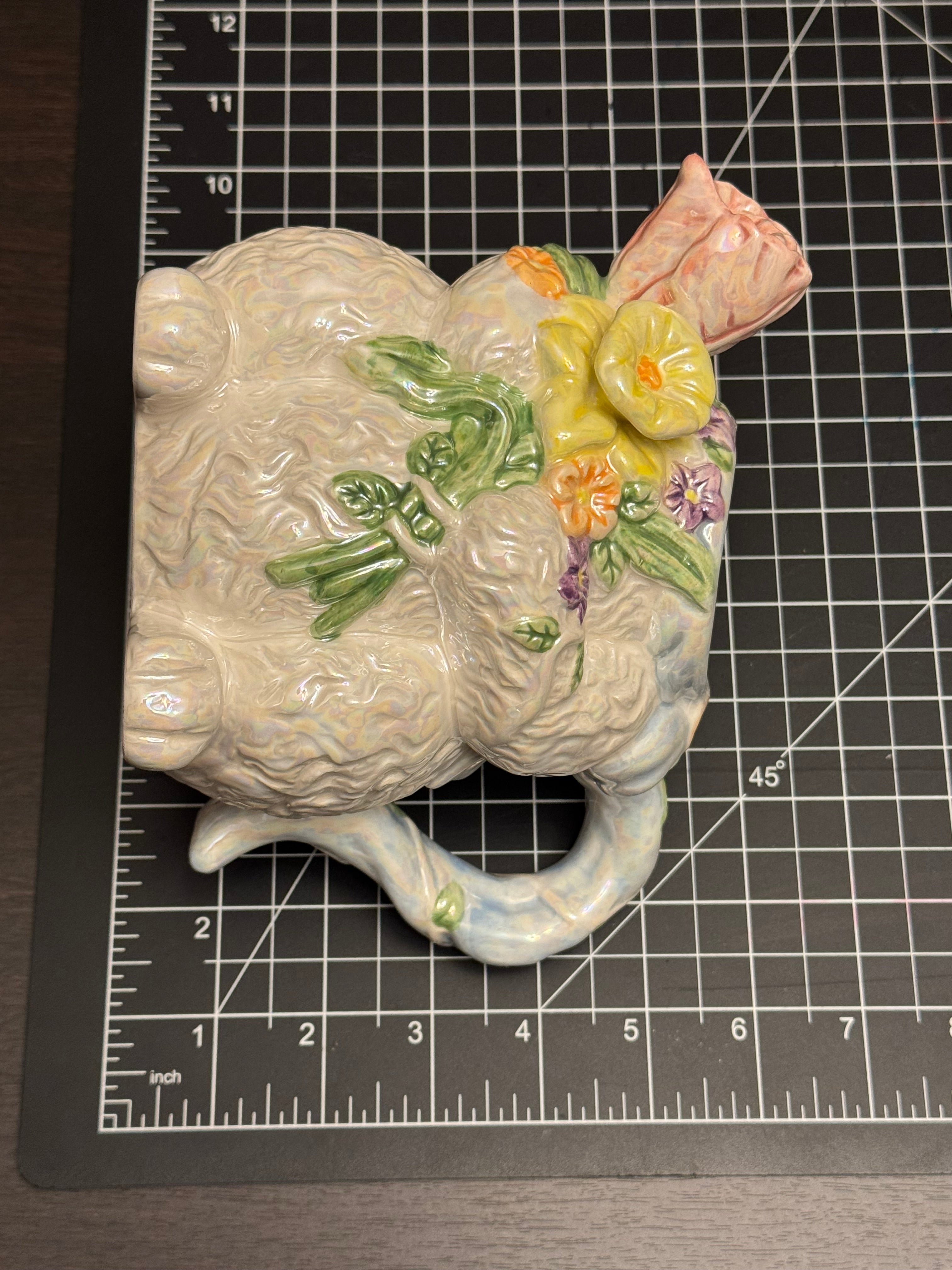 Bella Casa Ganz Bunny Pitcher Spring Easter Floral Ceramic