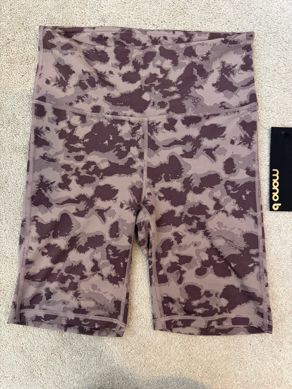 Mono B Time Out Compression Biker Shorts Small Mauve Camo High Rise NWT