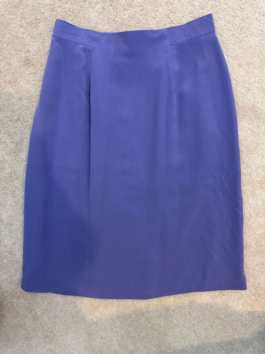 💜 Patrick Collection 100% Silk Purple Pencil Skirt Size 10 Lined Career Midi