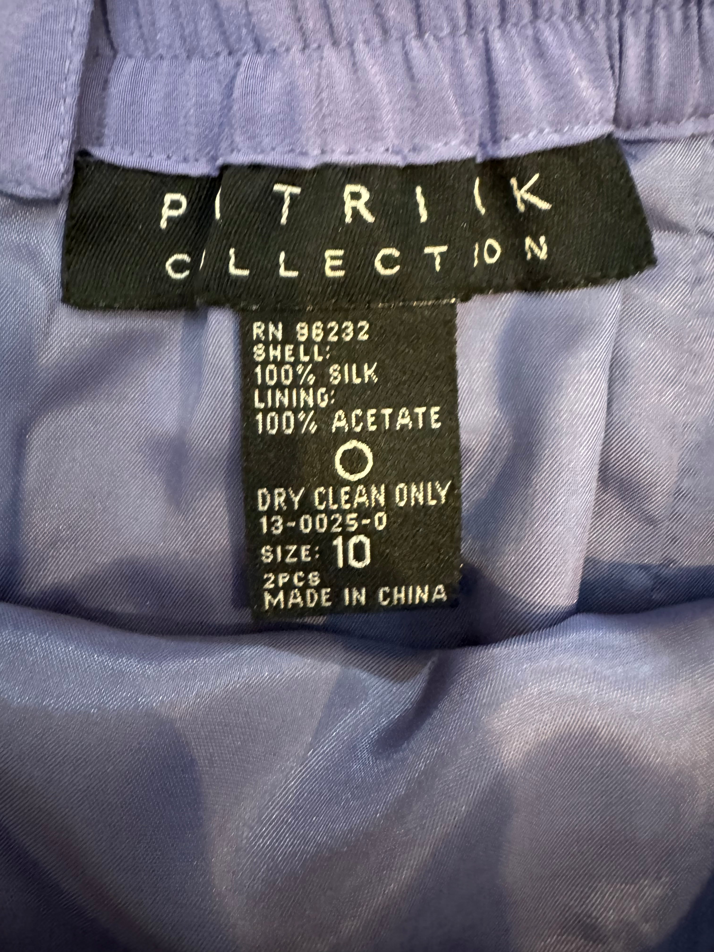 💜 Patrick Collection 100% Silk Purple Pencil Skirt Size 10 Lined Career Midi