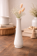 Vintage EO Brody Milk Glass Vase Diamond Quilt Tall Bud Vase White