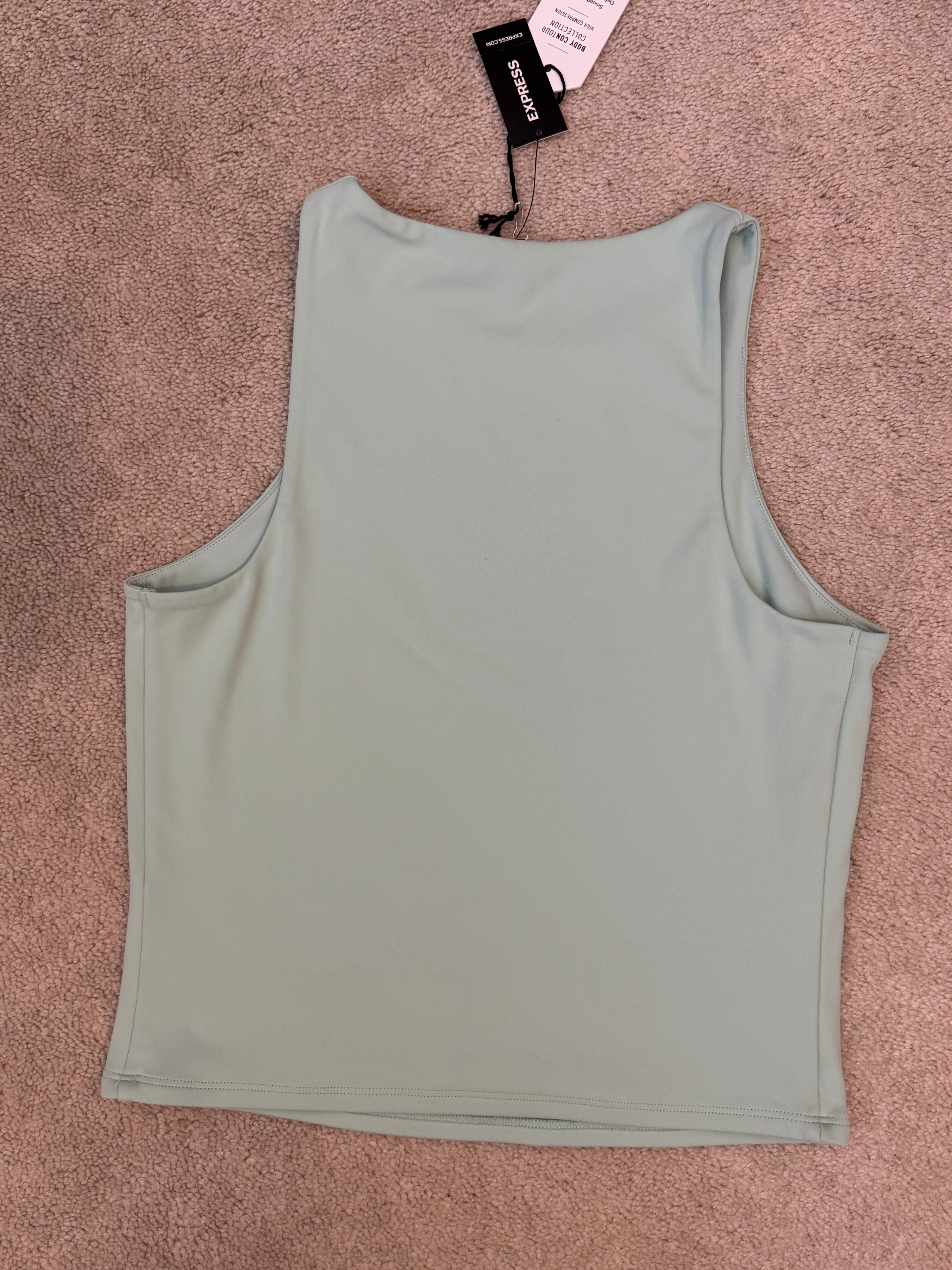 Express Body Contour Tank Top Sage Green High Compression Medium NWT