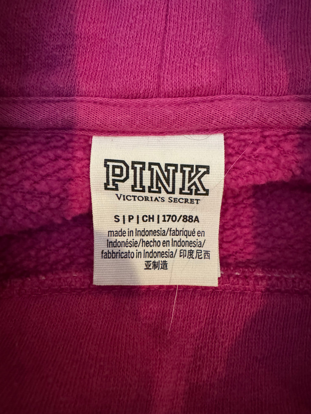 PINK Victoria’s Secret Hoodie Small Pink Black Logo Pullover Sweatshirt Cozy