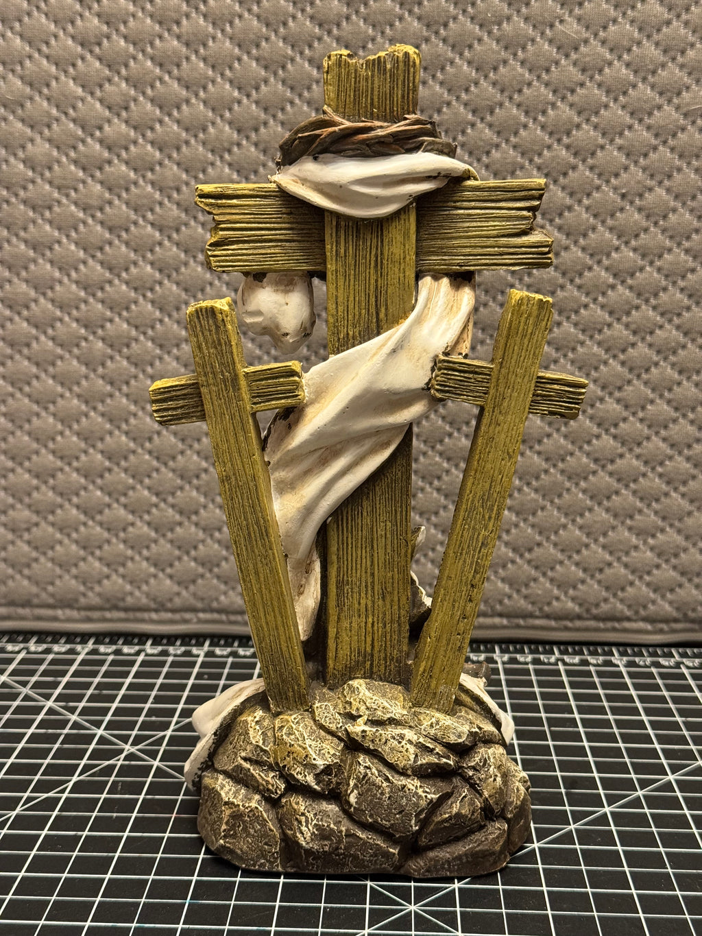 Easter Cross Figurine Crown of Thorns Religious Decor Tabletop Christian