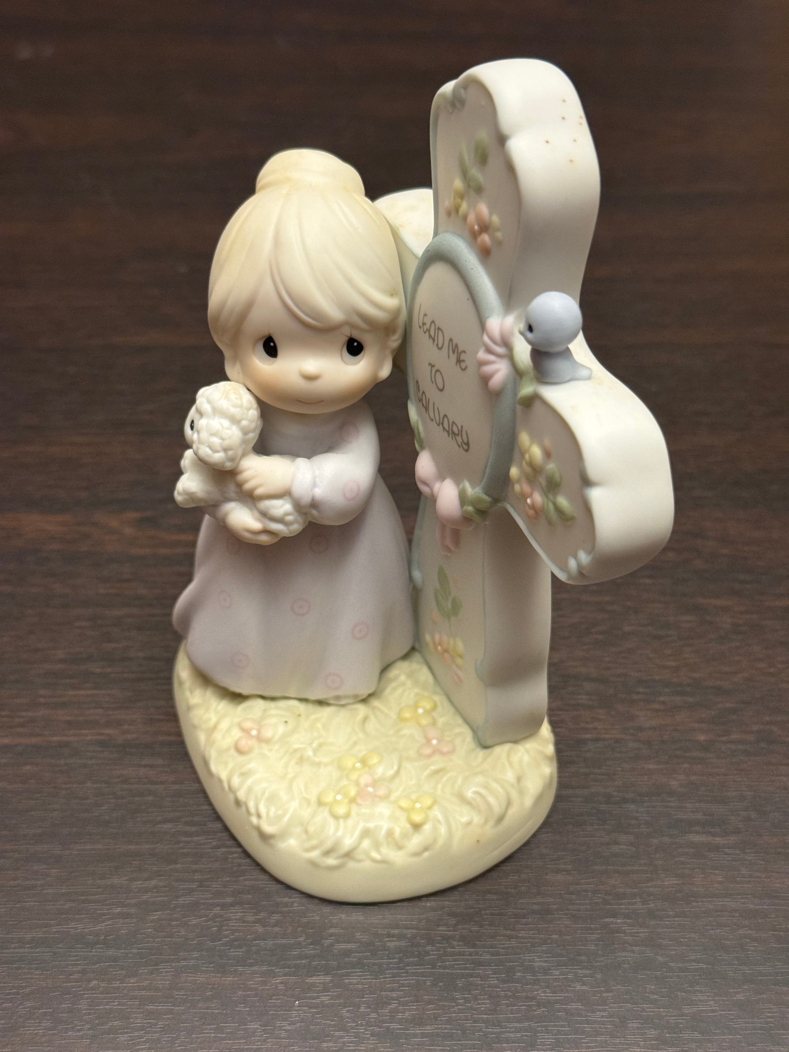 Precious Moments Lead Me to Calvary 1996/1997 Enesco Girl Cross Figurine