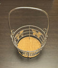 Vintage Metal Wire Basket Butterfly Wicker Bottom Farmhouse Decor