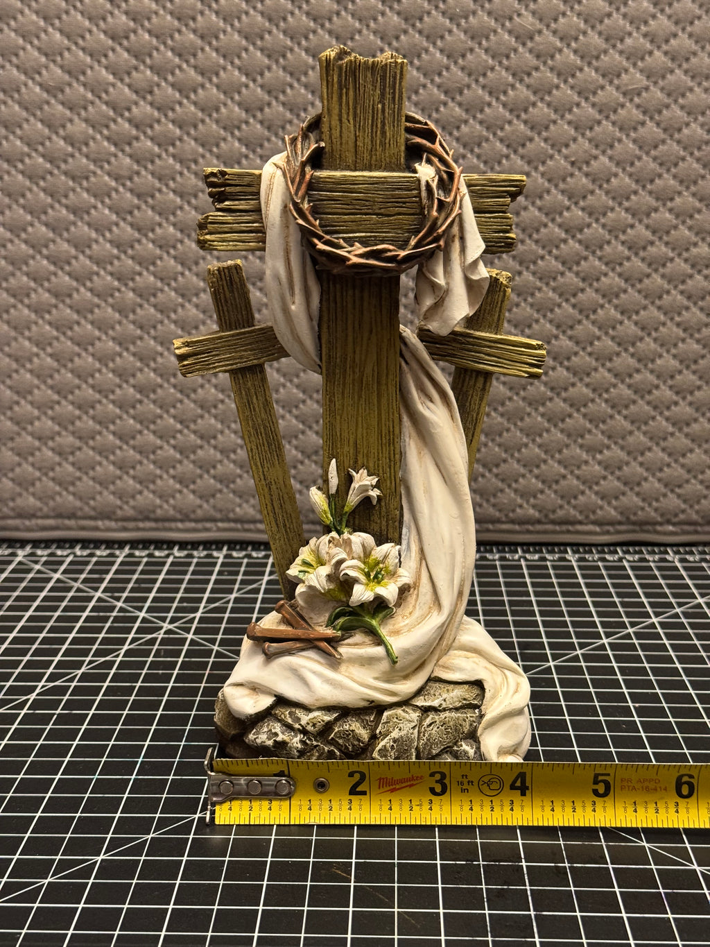 Easter Cross Figurine Crown of Thorns Religious Decor Tabletop Christian