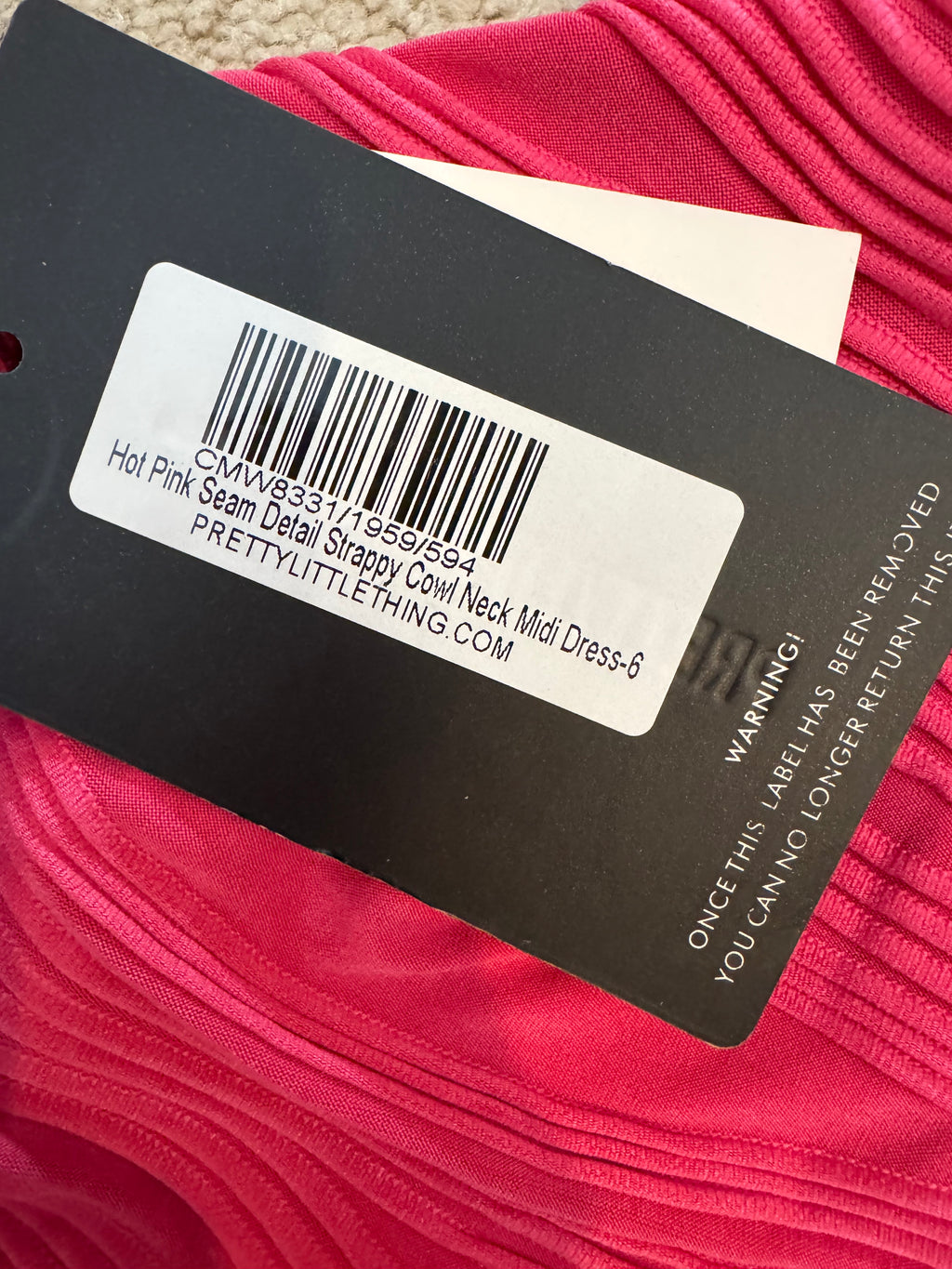 PrettyLittleThing Hot Pink Strappy Cowl Neck Midi Dress US 2 NWT