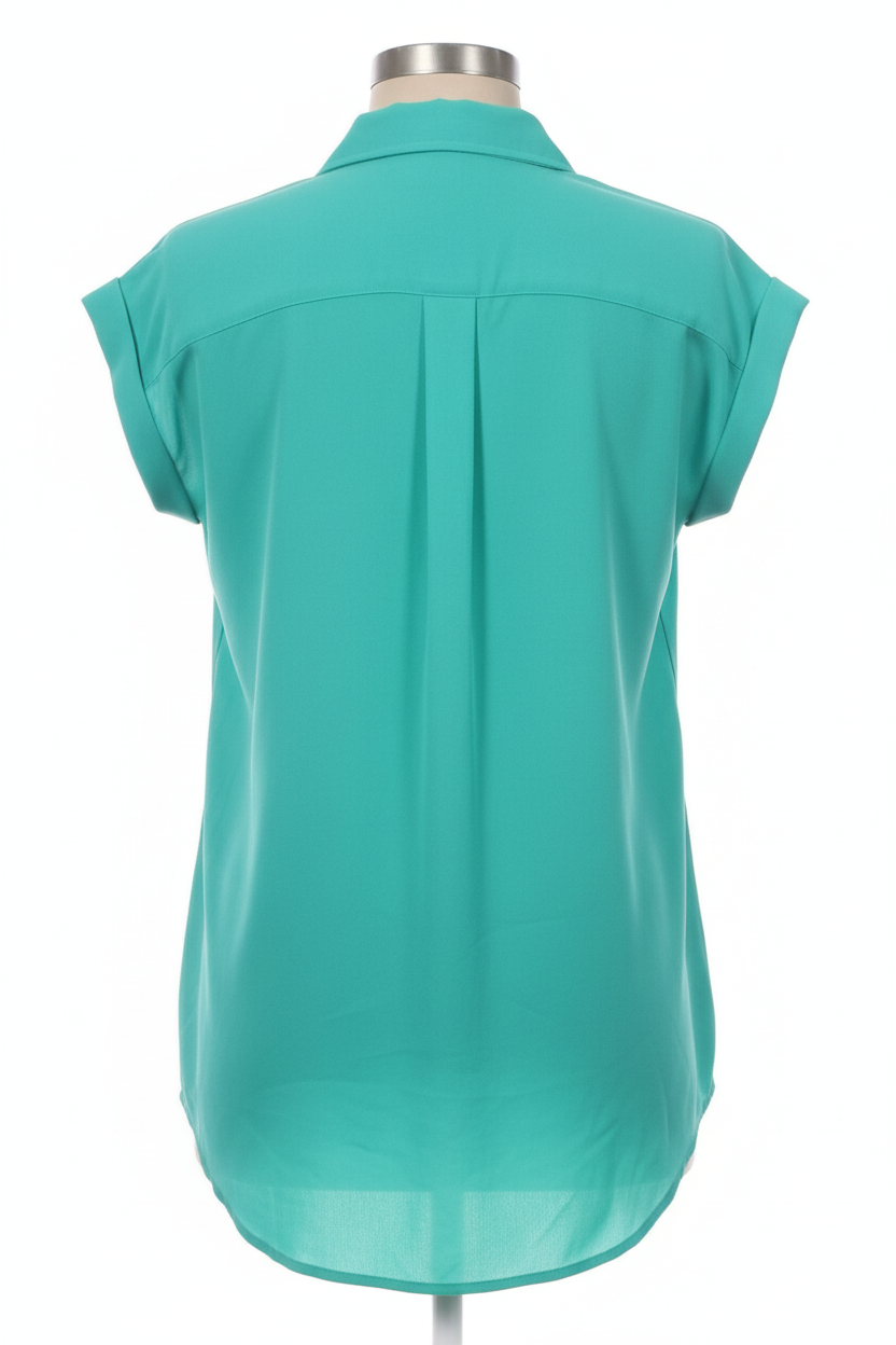 💚 NWT Limited Brand Teal Sleeveless Button-Up Blouse | Size L | Chic & Polished