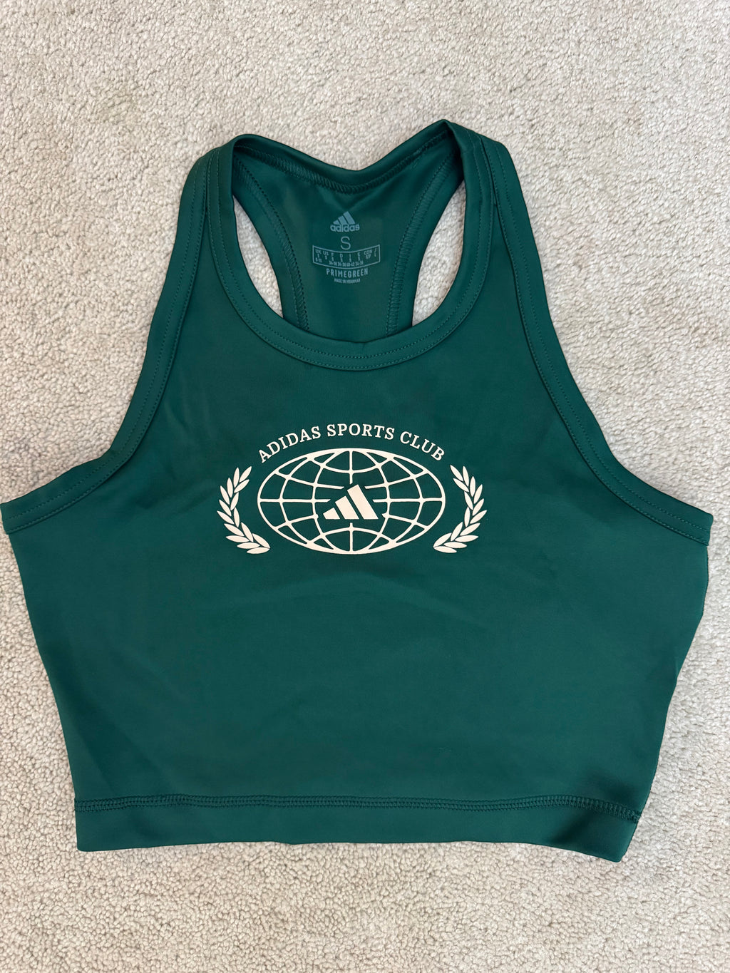 Adidas Sports Club Crop Tank Green Small NWT Primegreen Aeroready