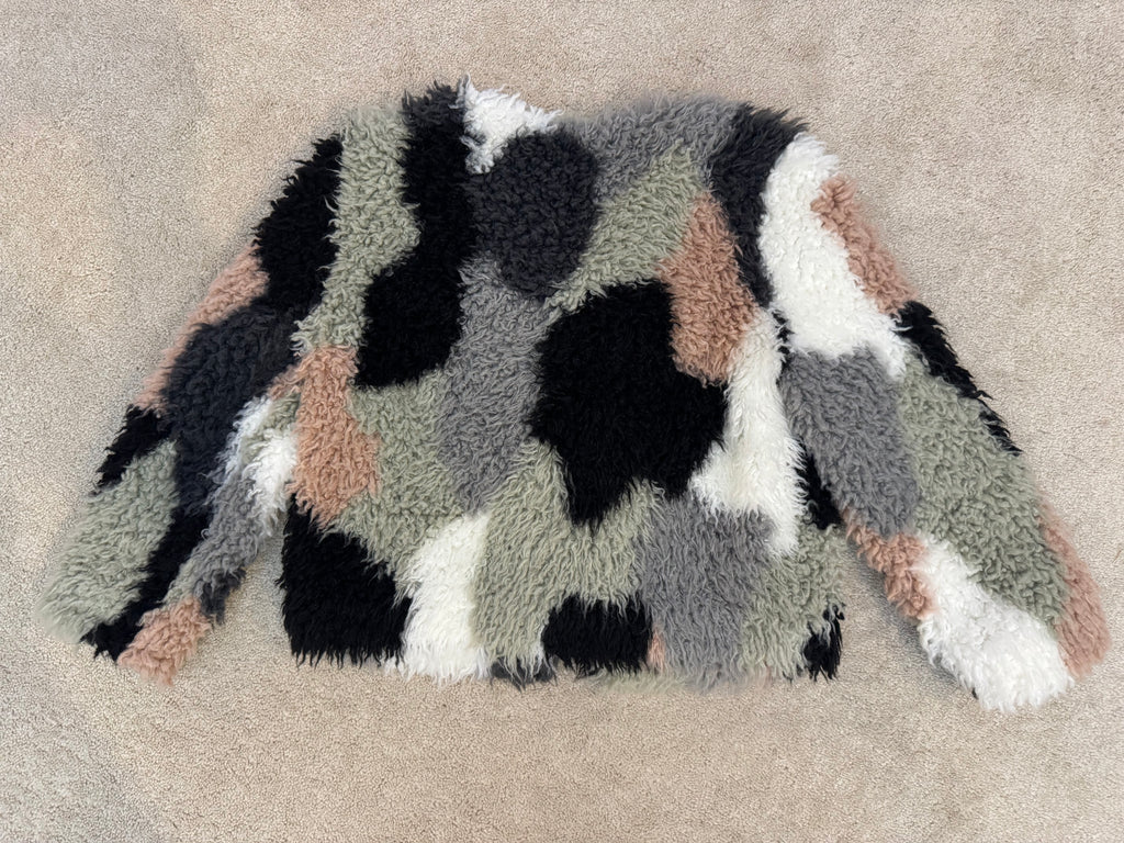 1.STATE Faux Fur Jacket Small Moody Hues French Pink Multi Color NWT $199